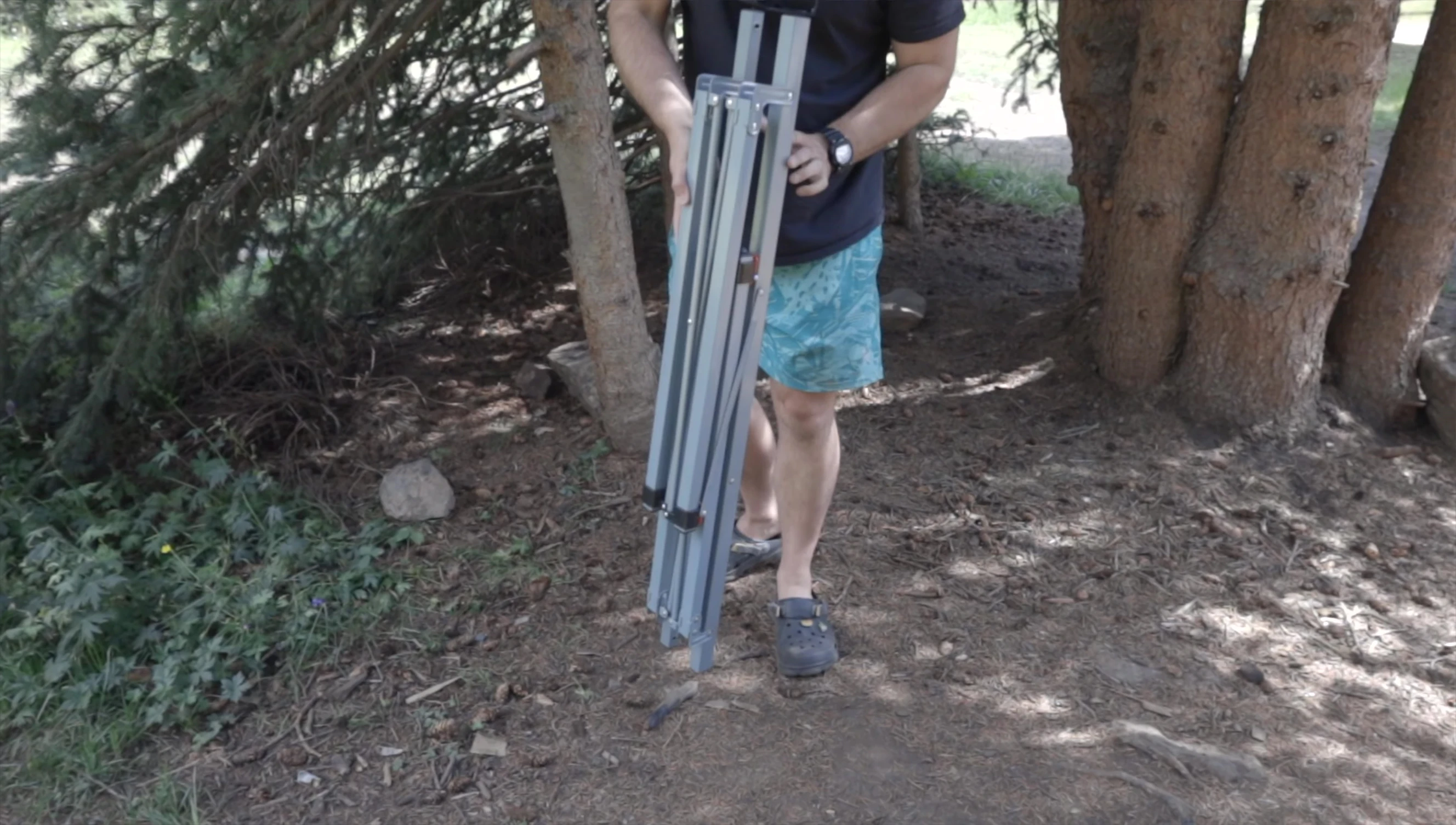Comparison of the folded King Camp table with a previous, bulkier model.