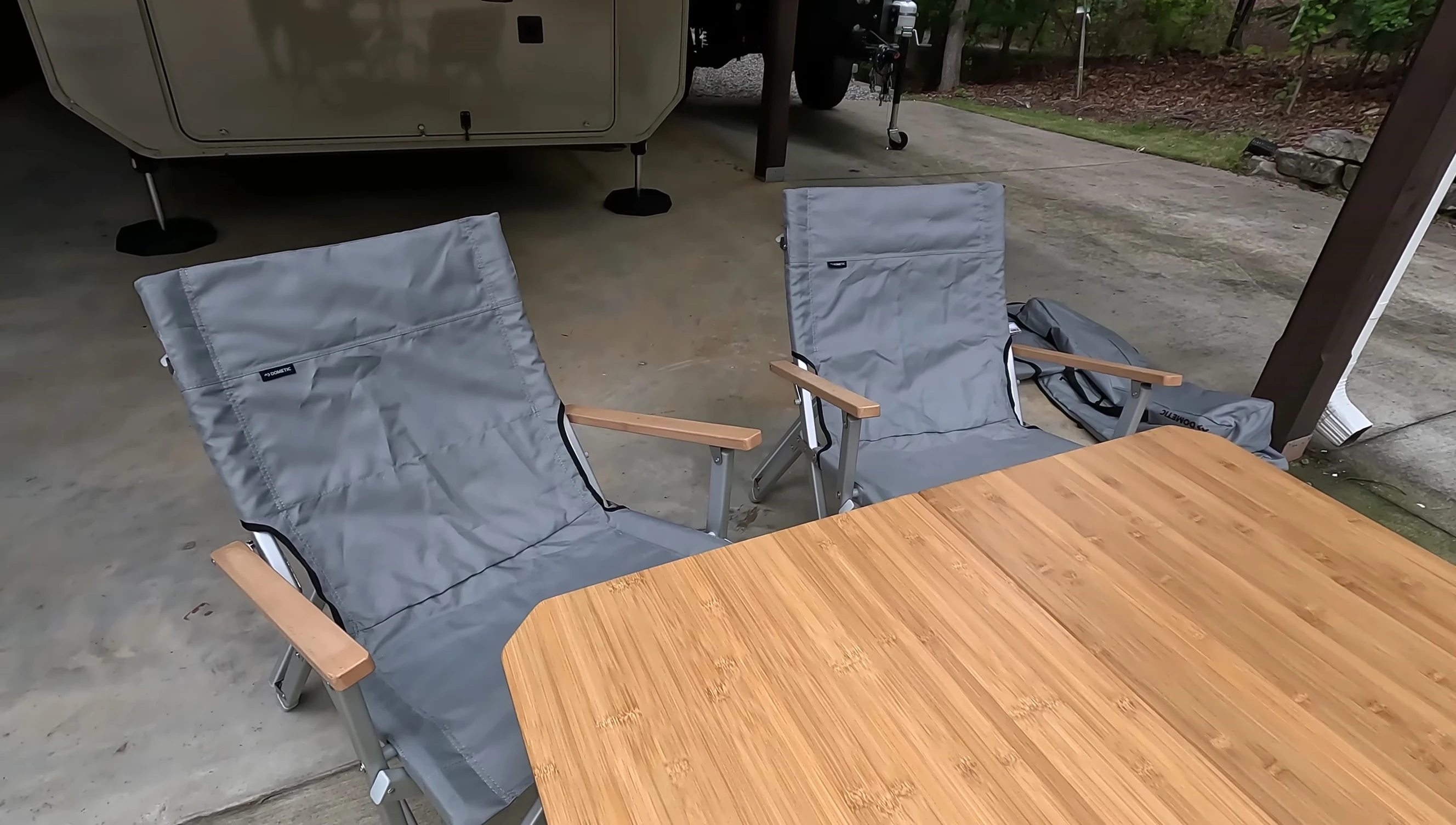 Close-up of the Dometic GO camping furniture storage bags.