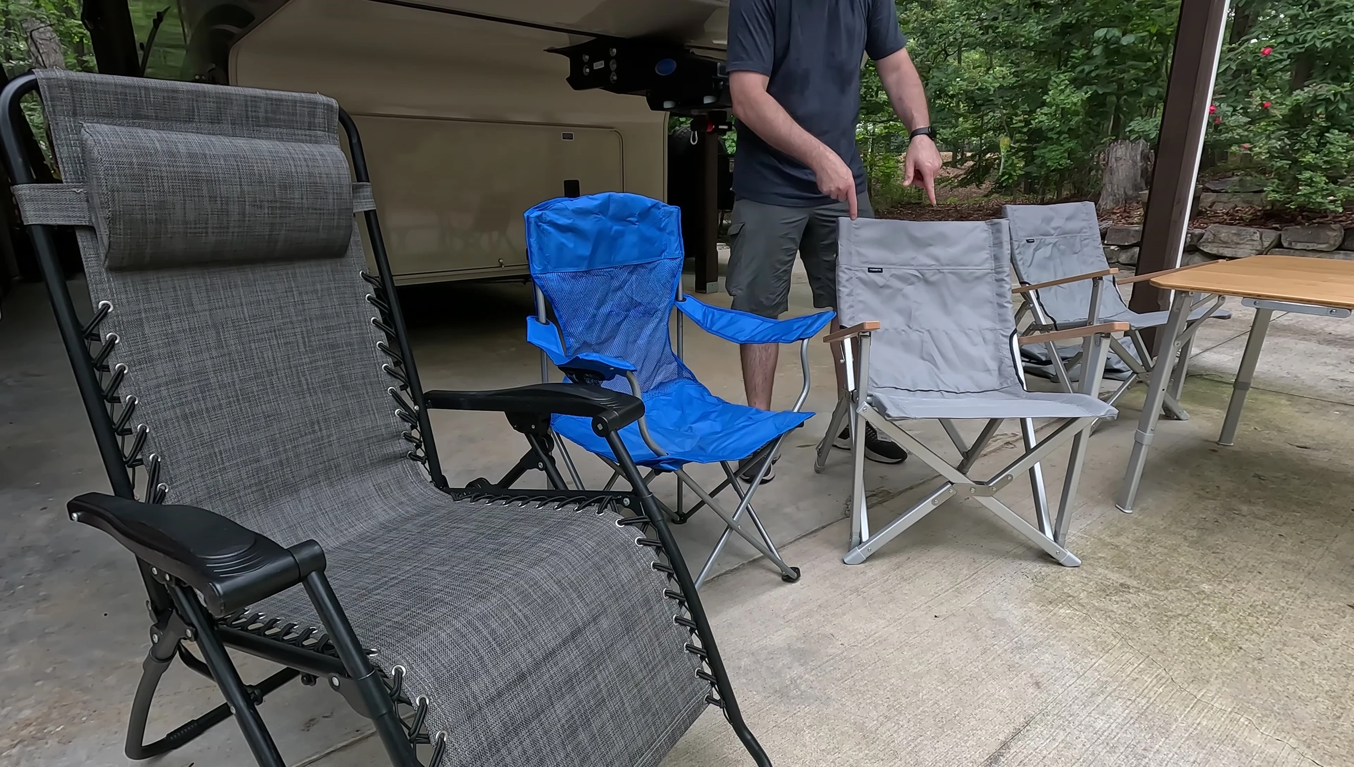 The reviewer sitting in the Dometic GO chair.