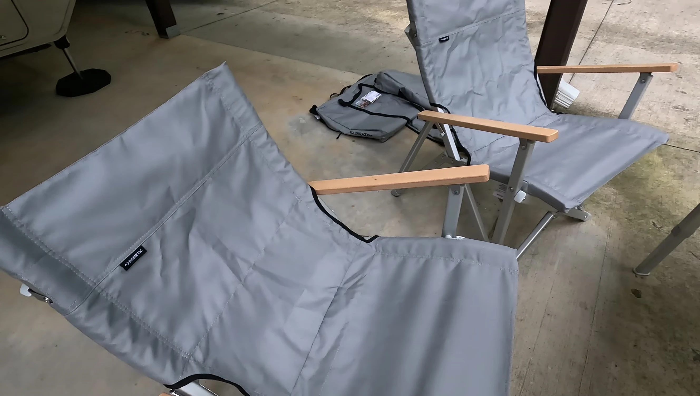 The Dometic GO table set up with the chairs and bench.
