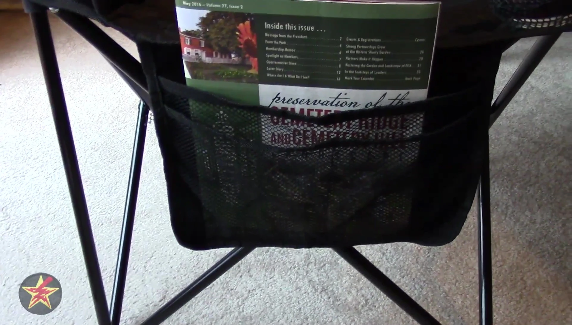 A magazine is shown being placed inside the side pouch to show its size.