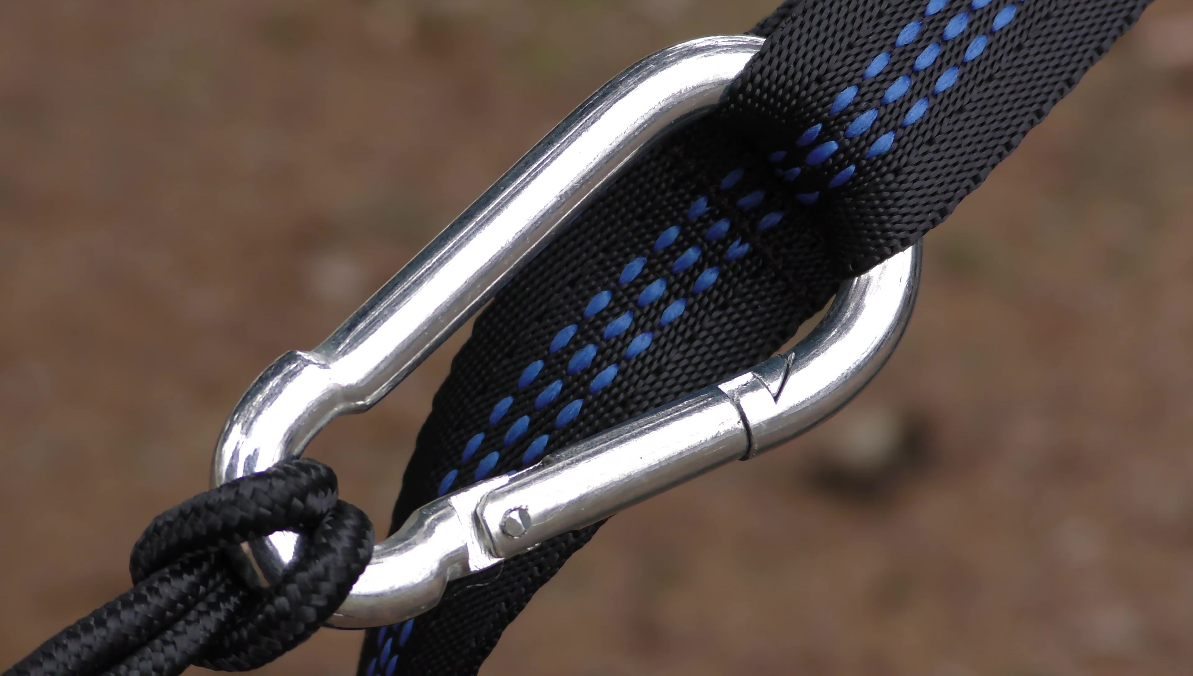 Close-up of the durable carabiners.