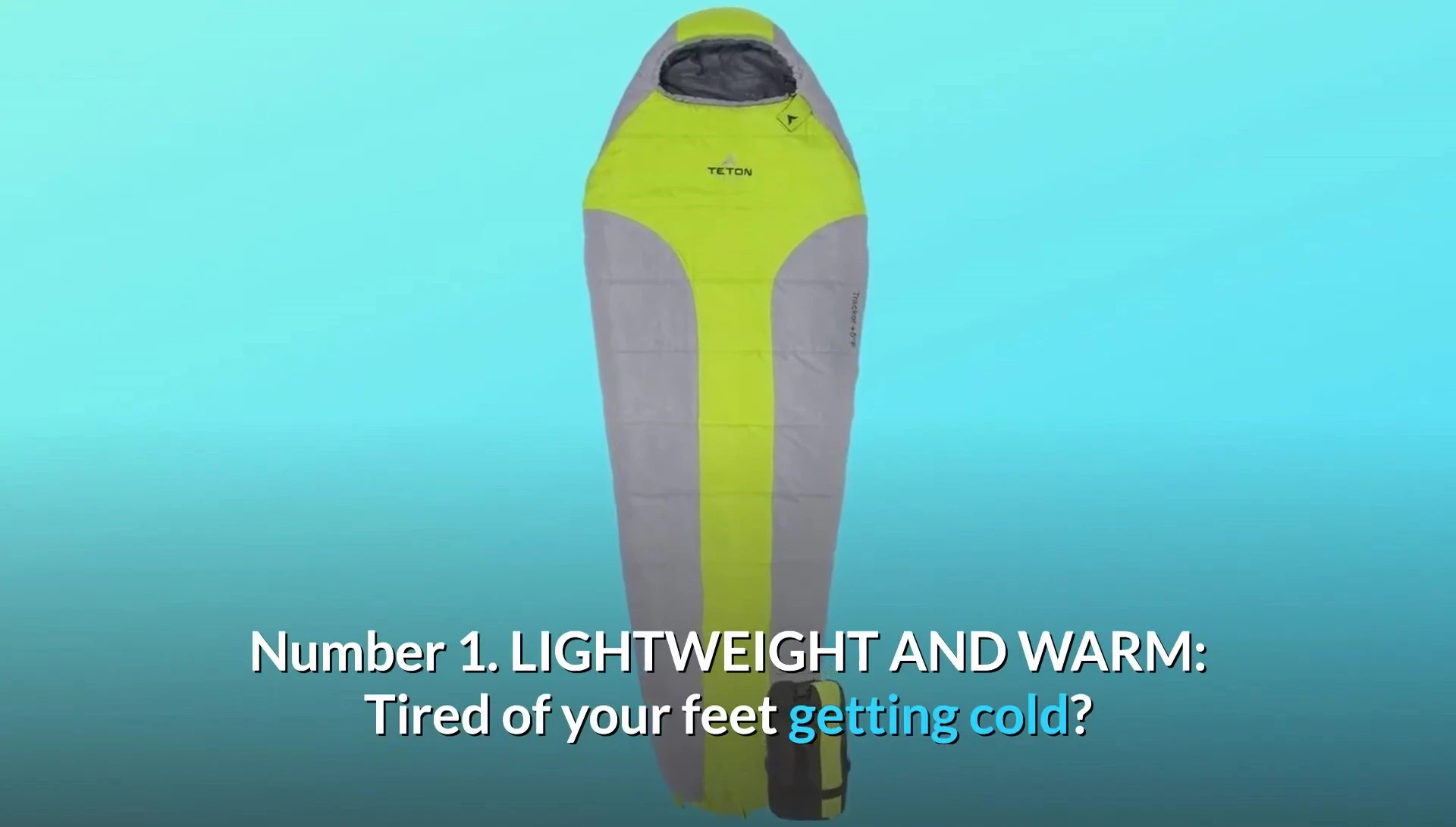 Close-up of the Tracker 5 sleeping bag highlighting its lightweight and warm features.