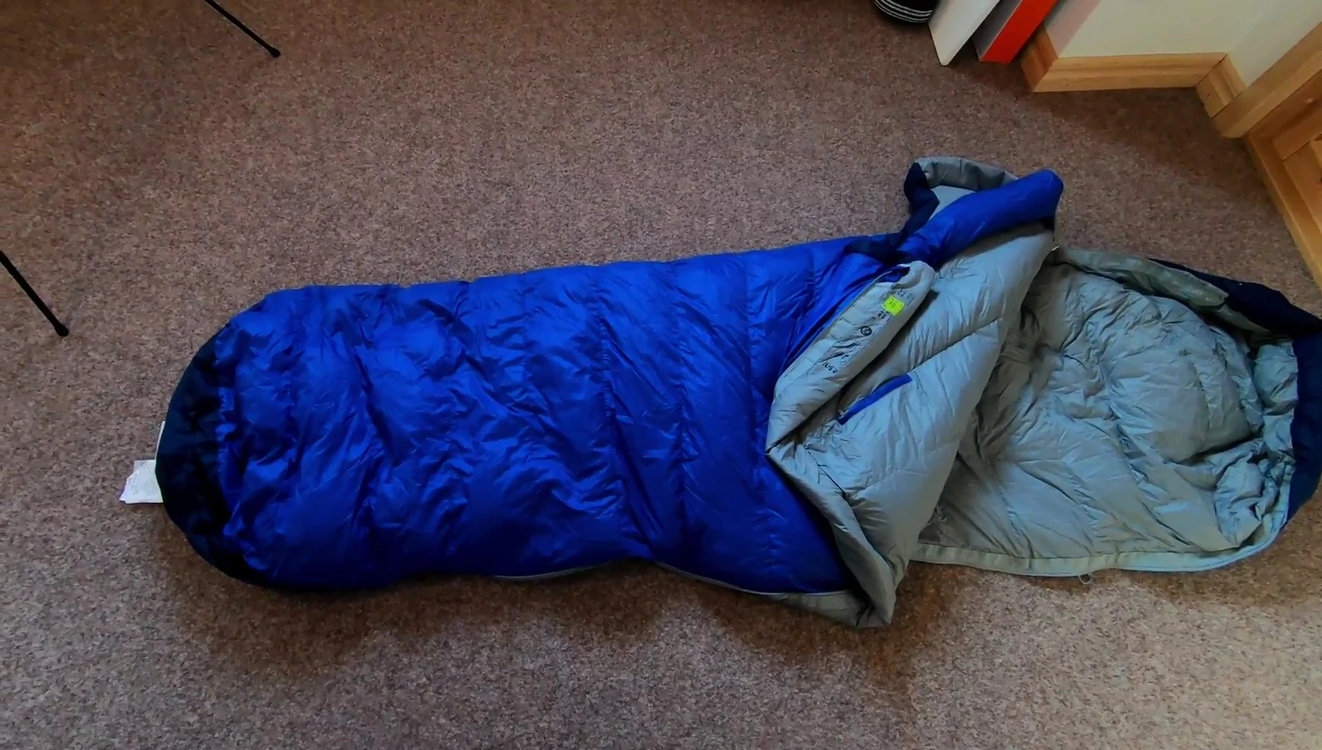 Close up of the sleeping bag showing the Down Defender treatment