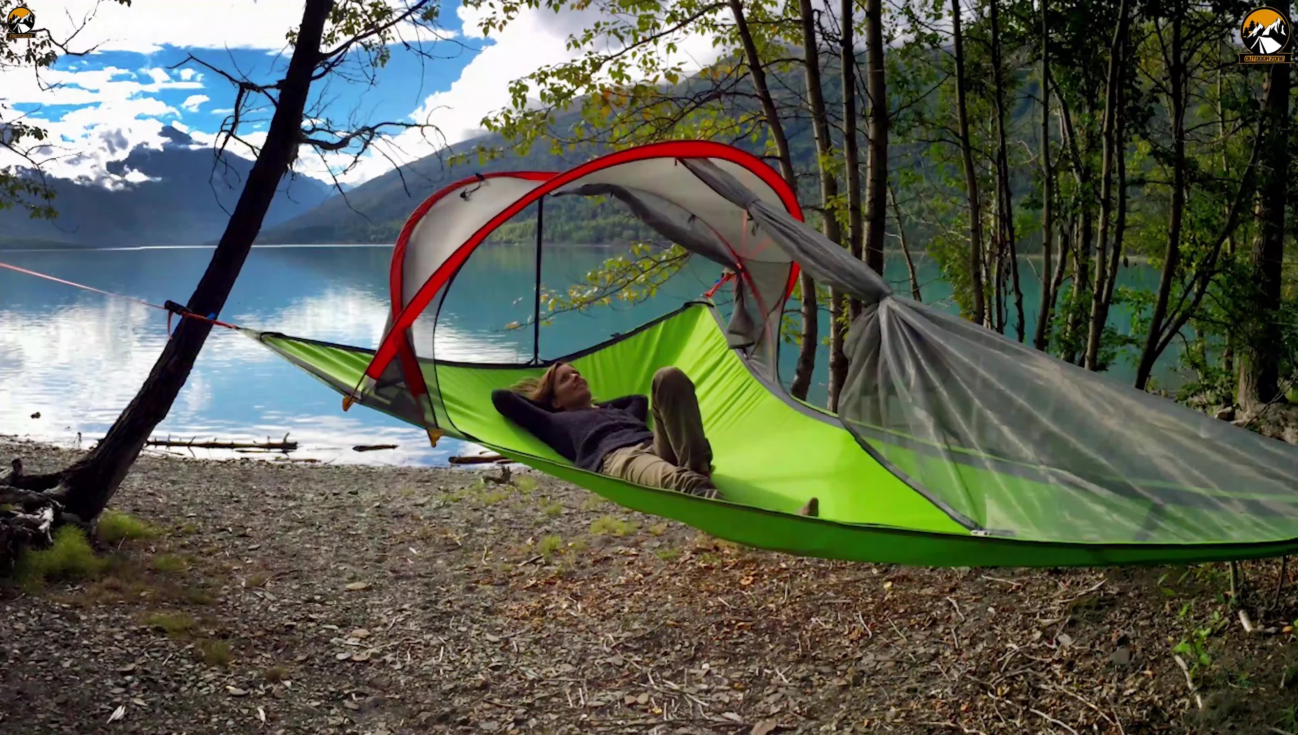 Tensile Connect Two-Person Tree Tent hanging from trees