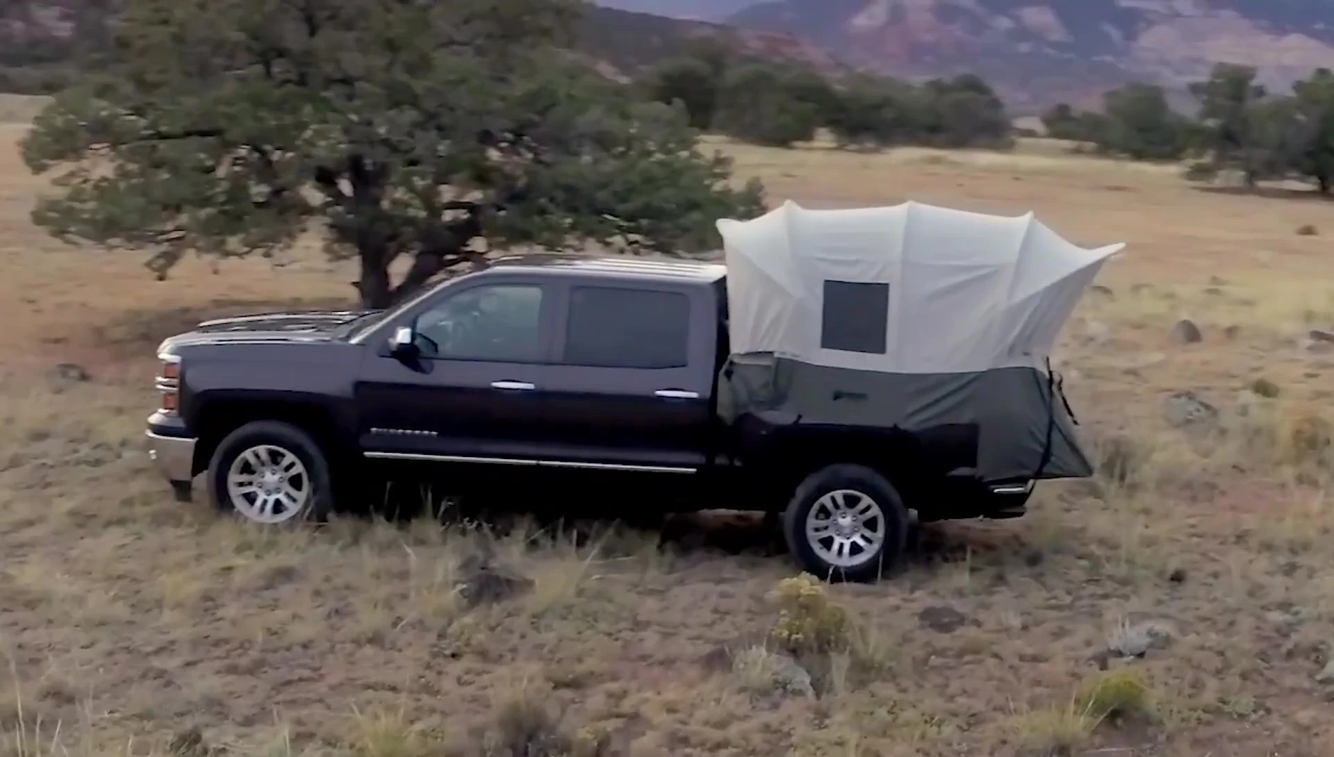 The truck tent's premium canvas material.