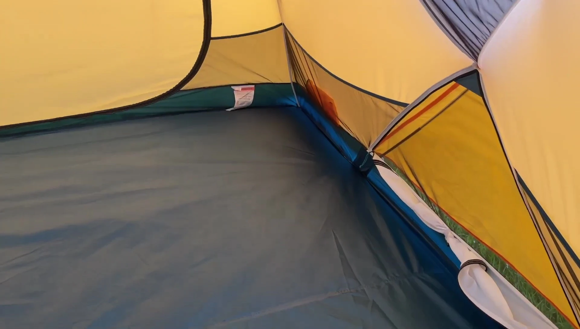Interior of the tent showing its dryness during rain.