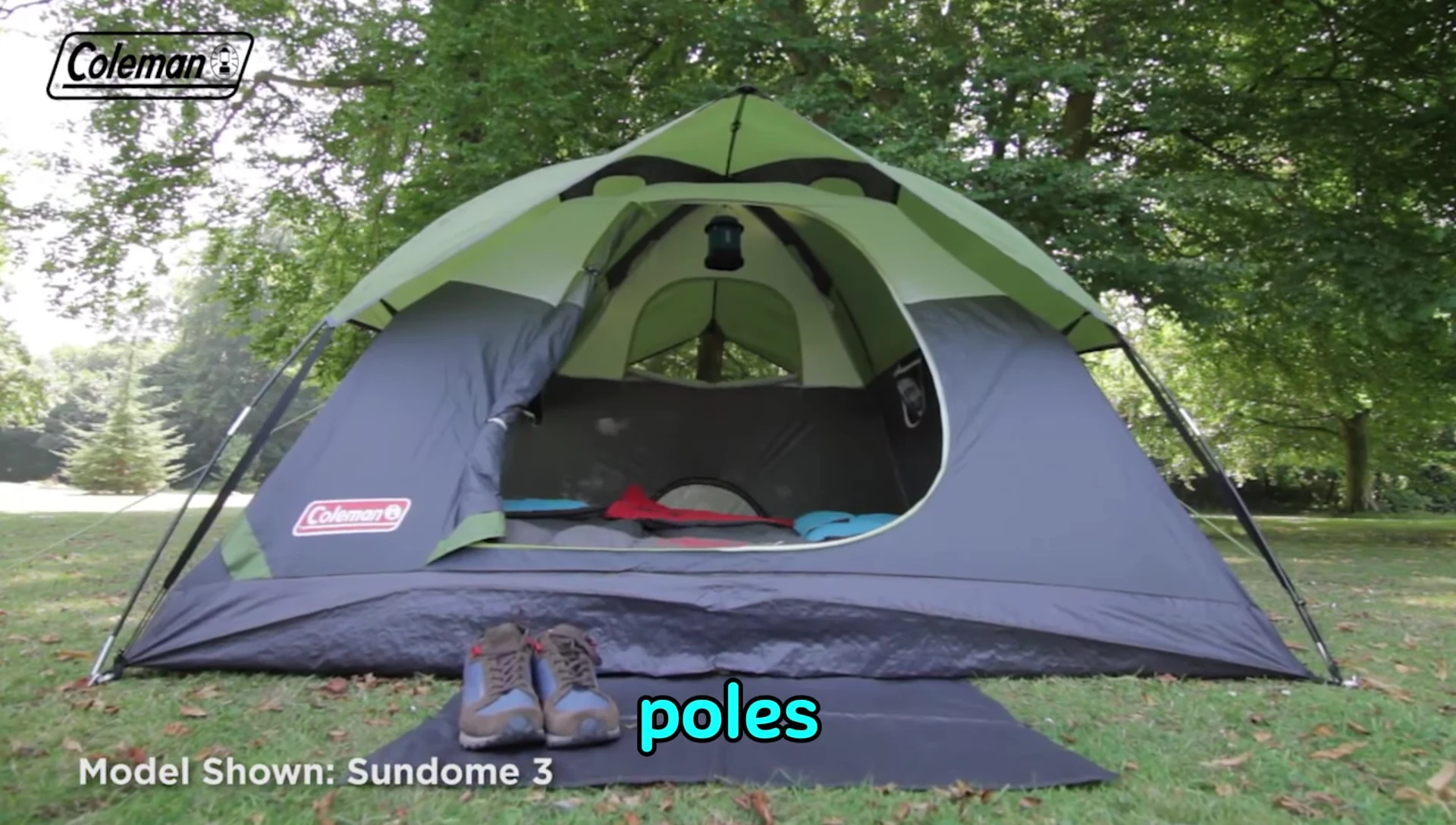 Close-up showing the simpler design and fiberglass poles