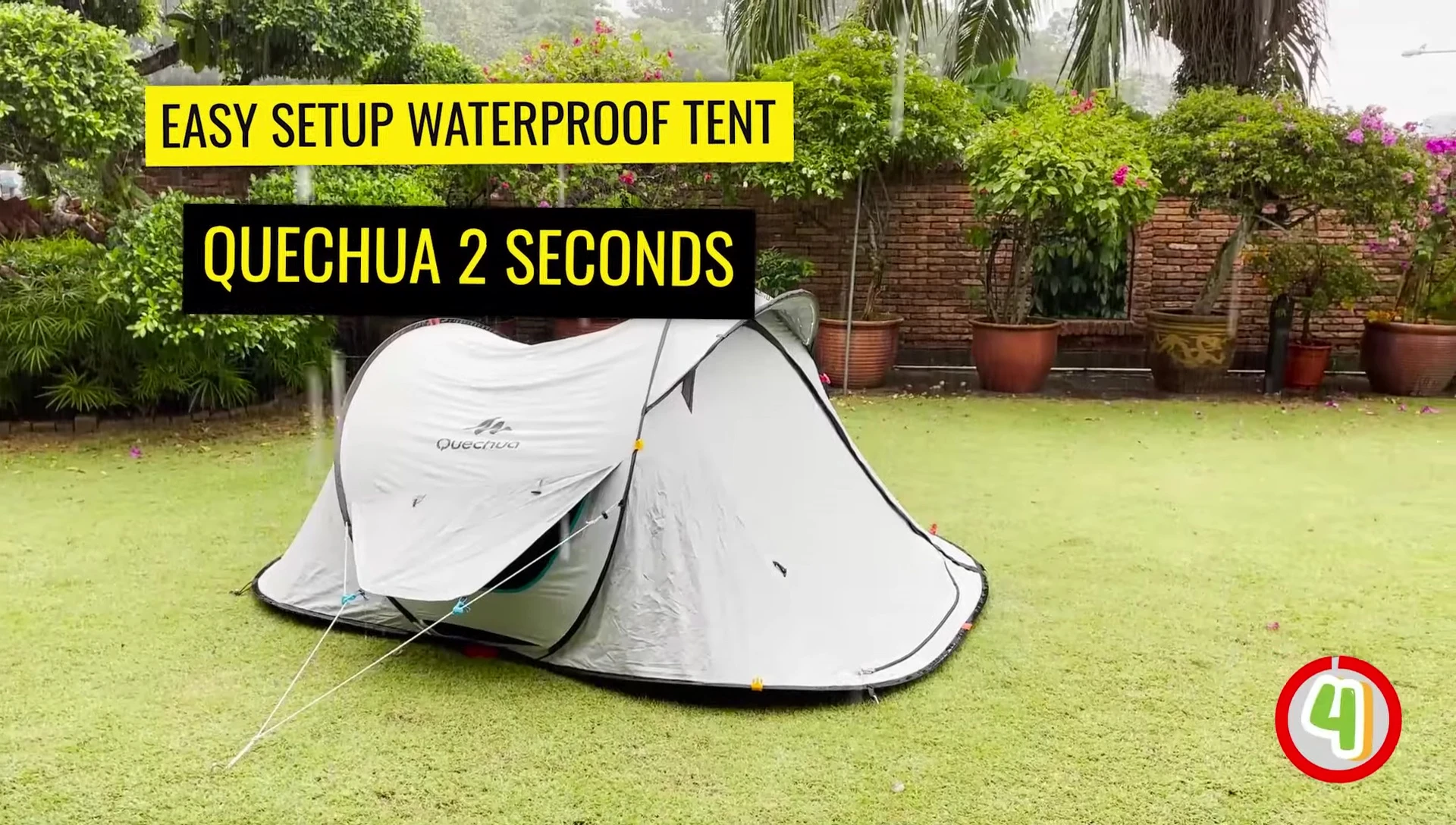 The Quechua 2 Seconds Easy tent during rain test