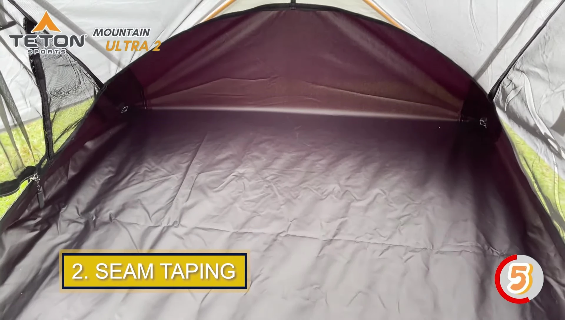 Detail of the seam taping on the Teton Sports Mountain Ultra tent