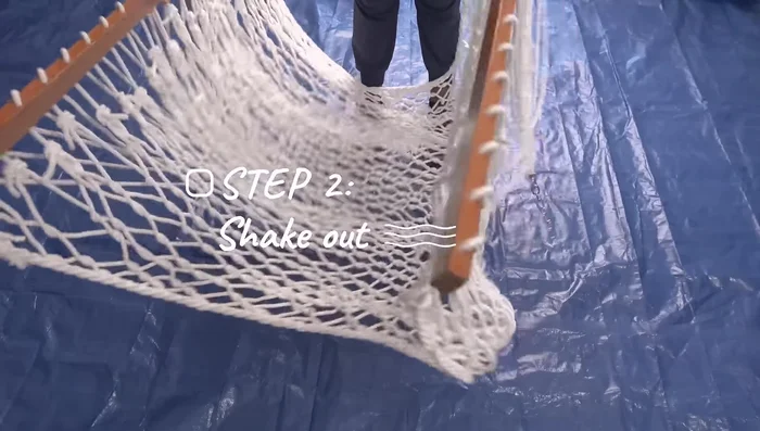 Shake out the hammock to remove debris.