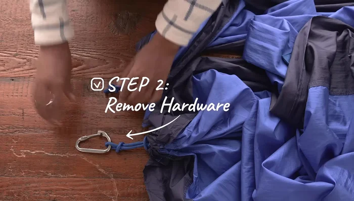 Shake out the hammock to remove debris.