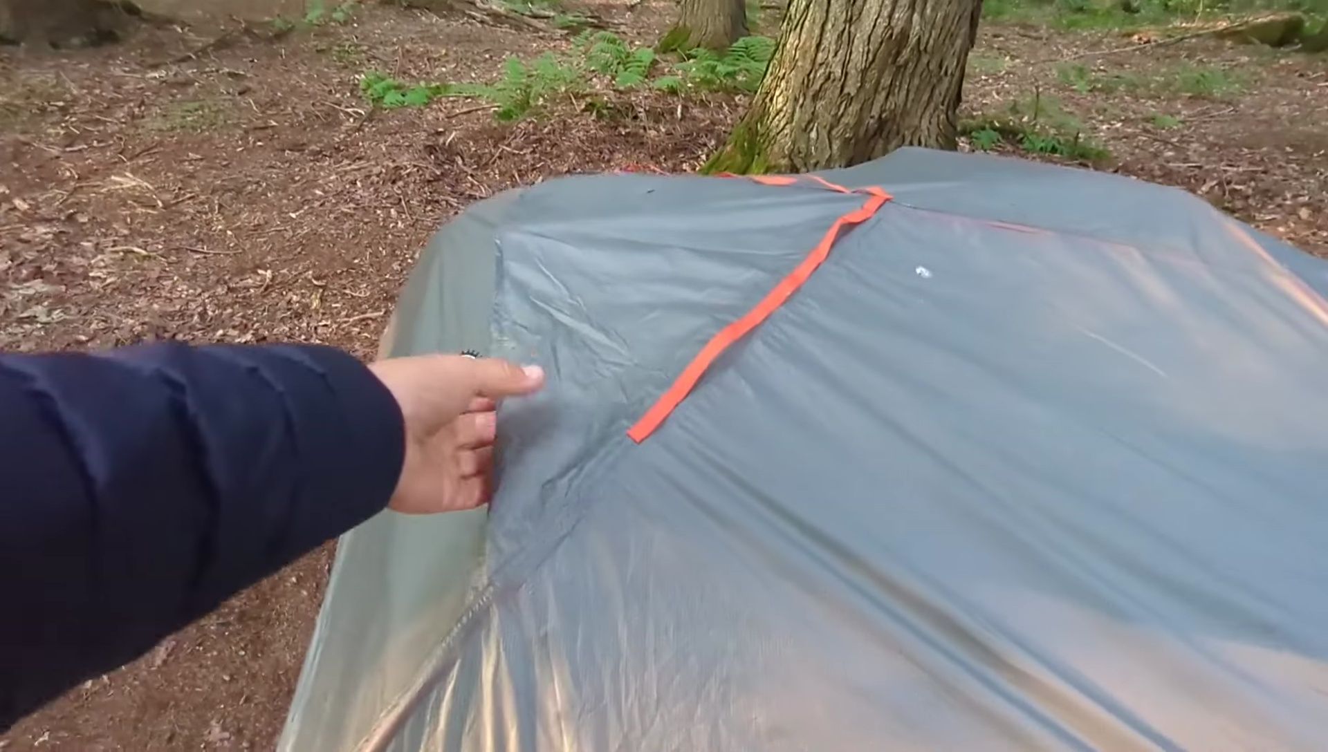 Shot of the tent's lightweight material.