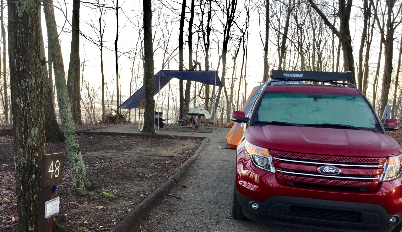 The tent set up at Monte Rio State Park.