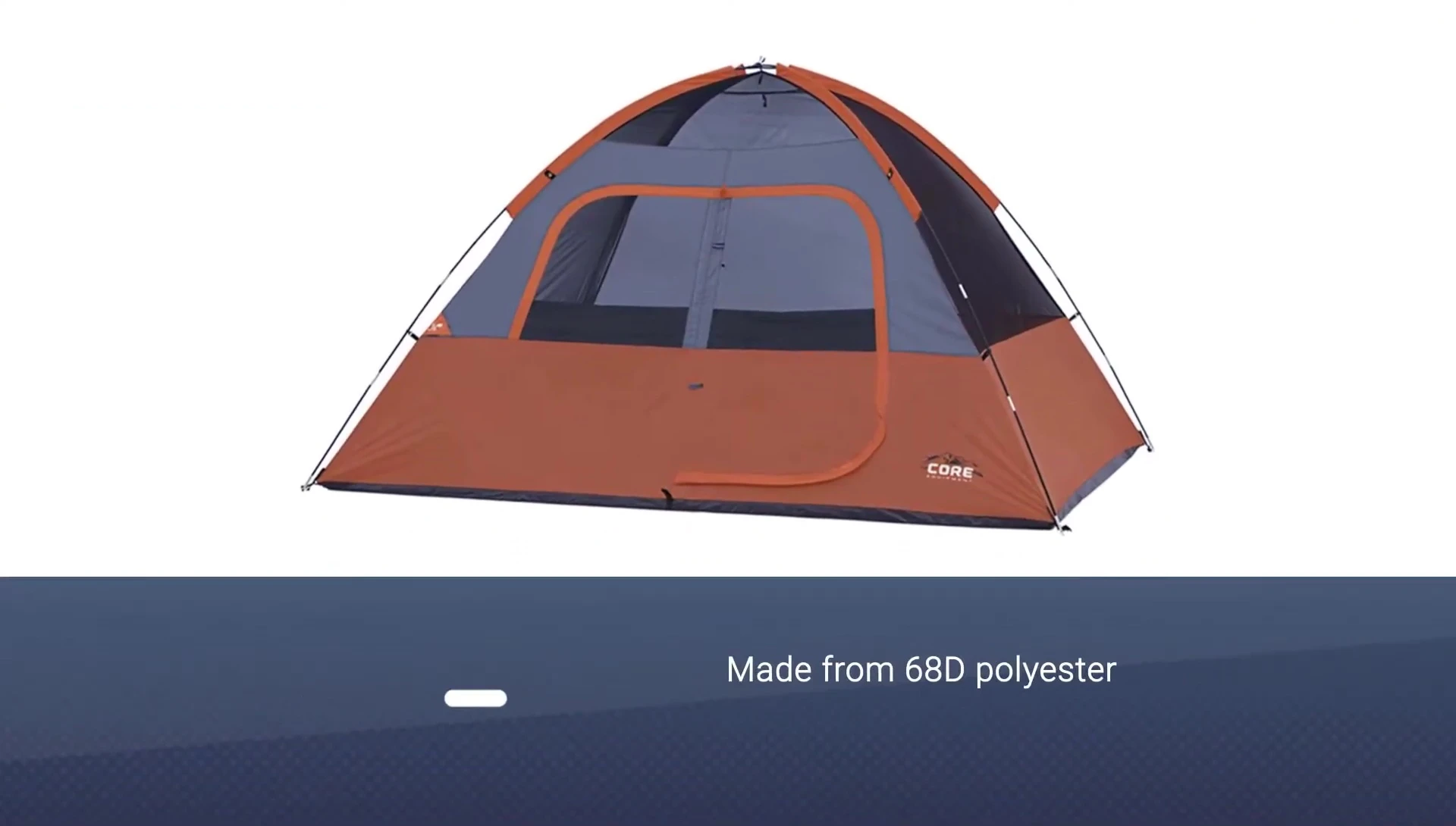 Close-up showing the tent's material and construction