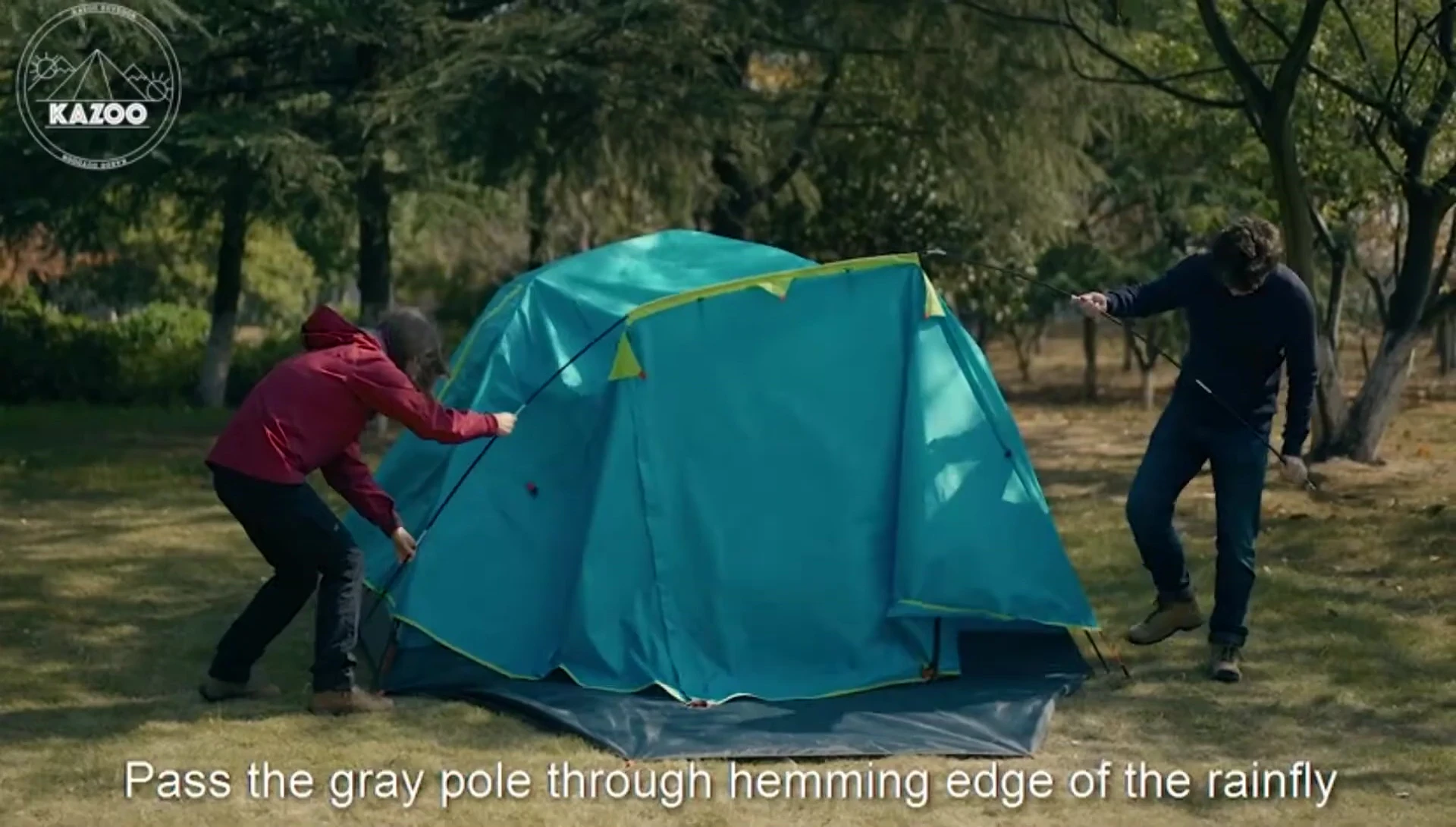 Close-up of Kazoo tent's double-layered construction