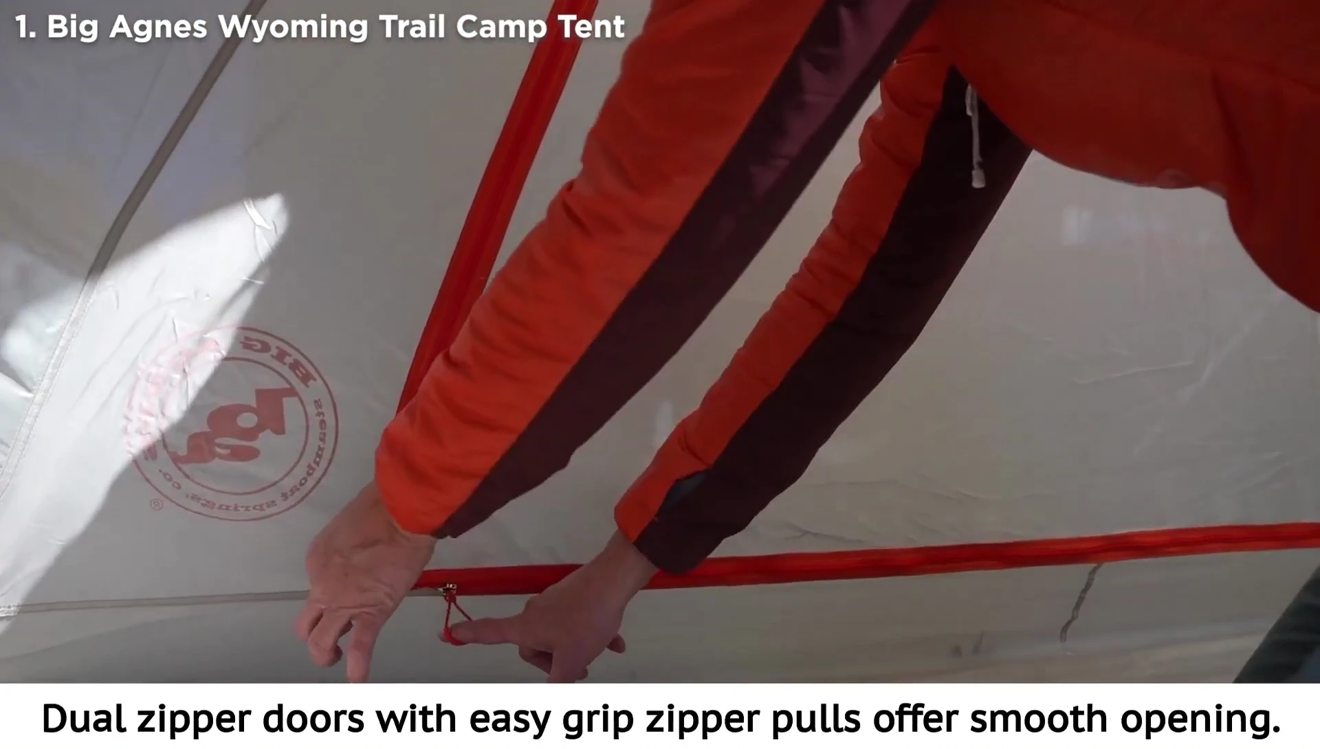 Dual zipper doors with easy grip zipper pulls