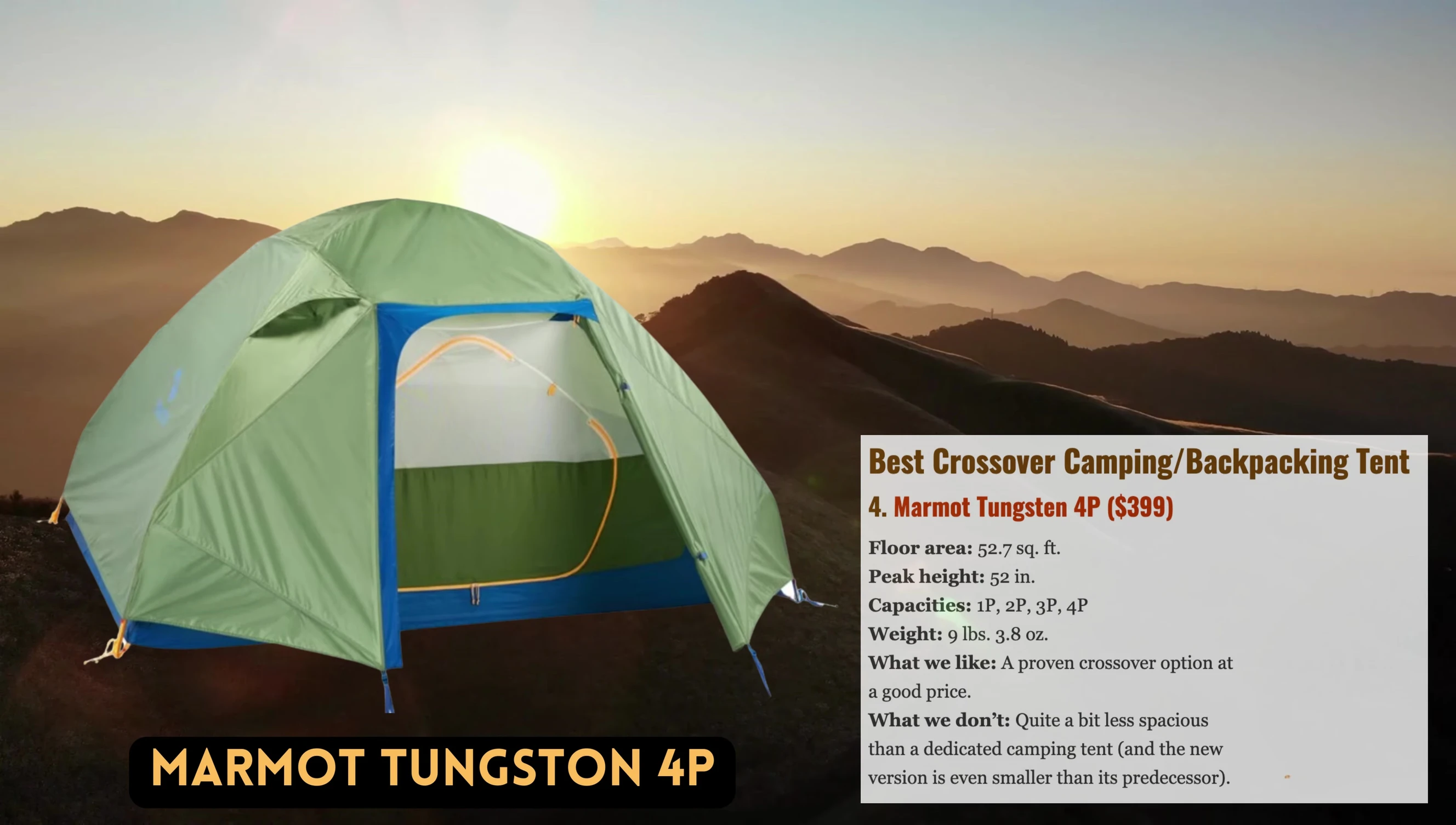 Marmot Tungsten 4P shown set up