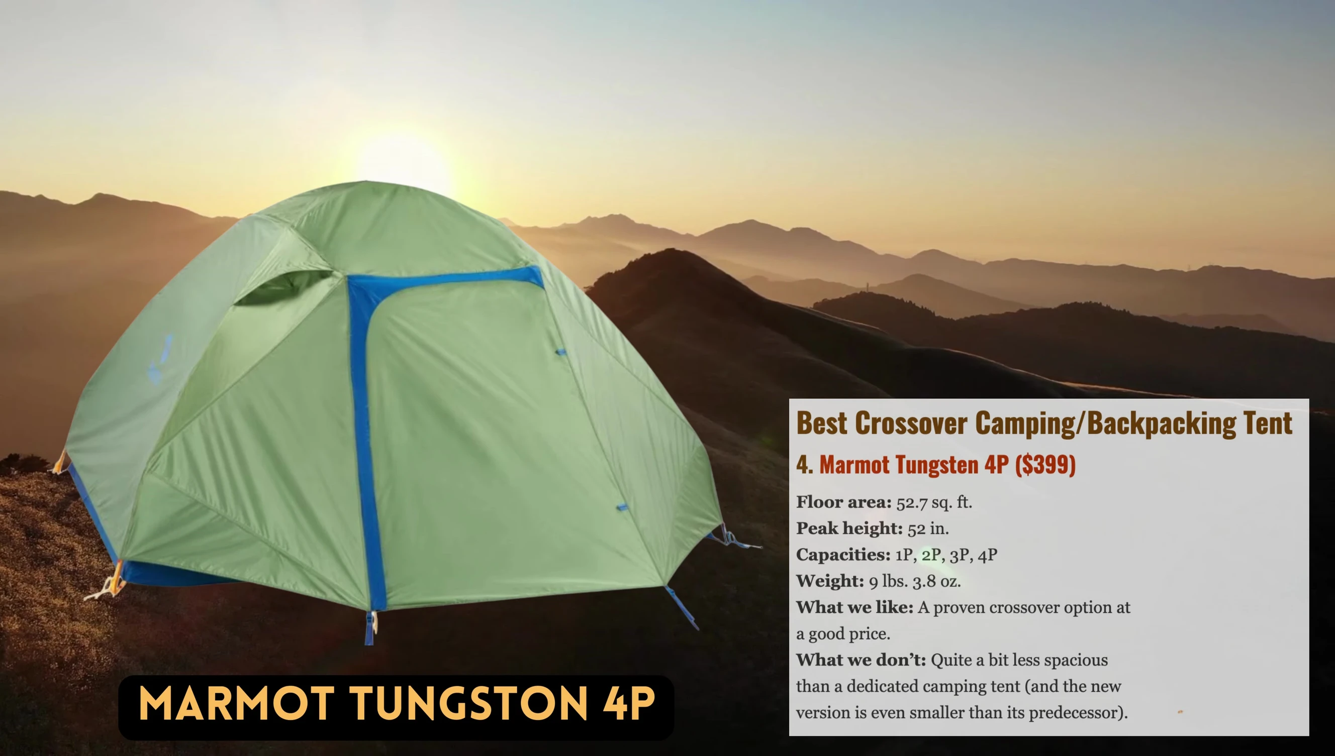 Interior view of the Marmot Tungsten 4P