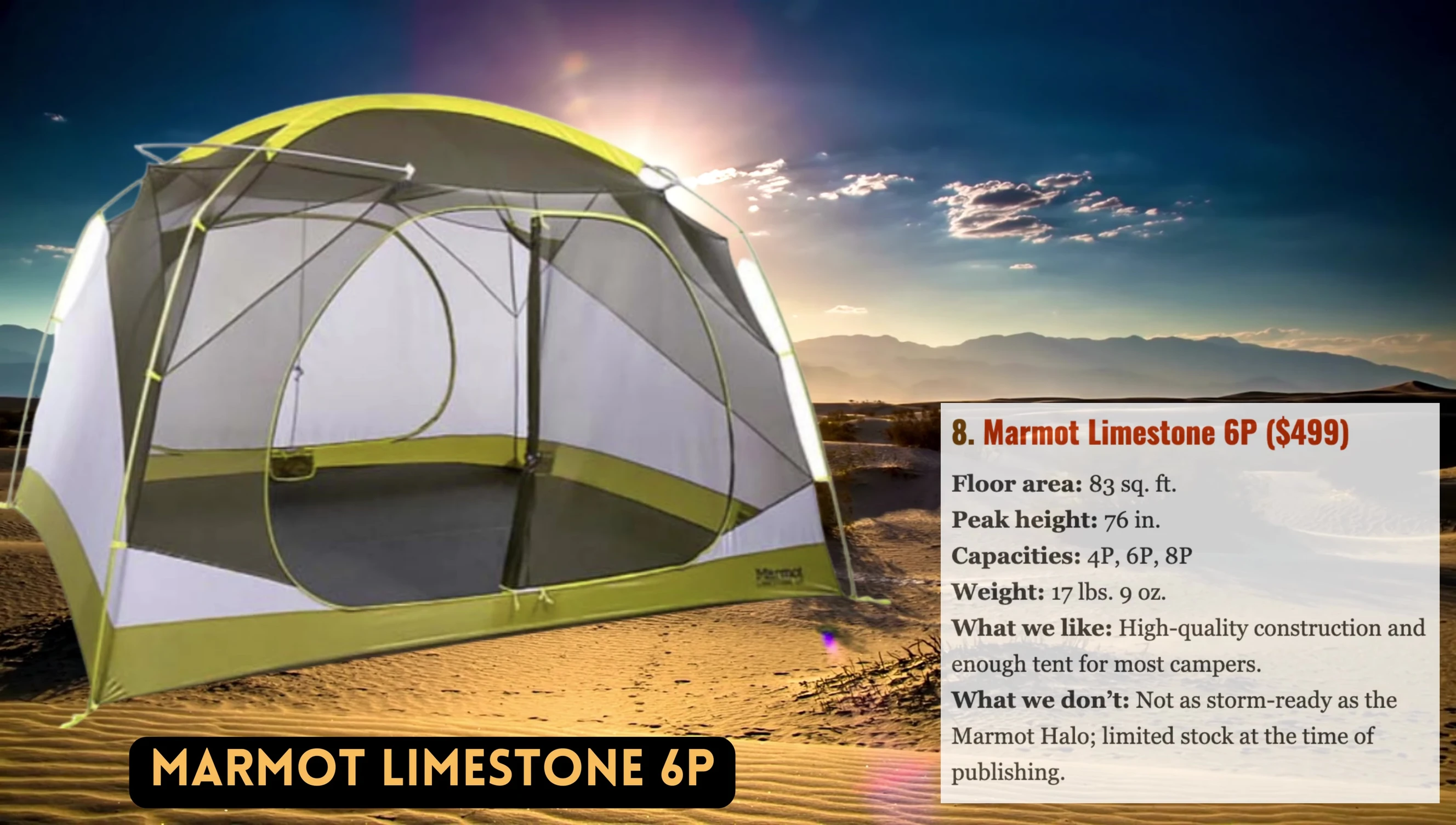Marmot Limestone 6 exterior shot