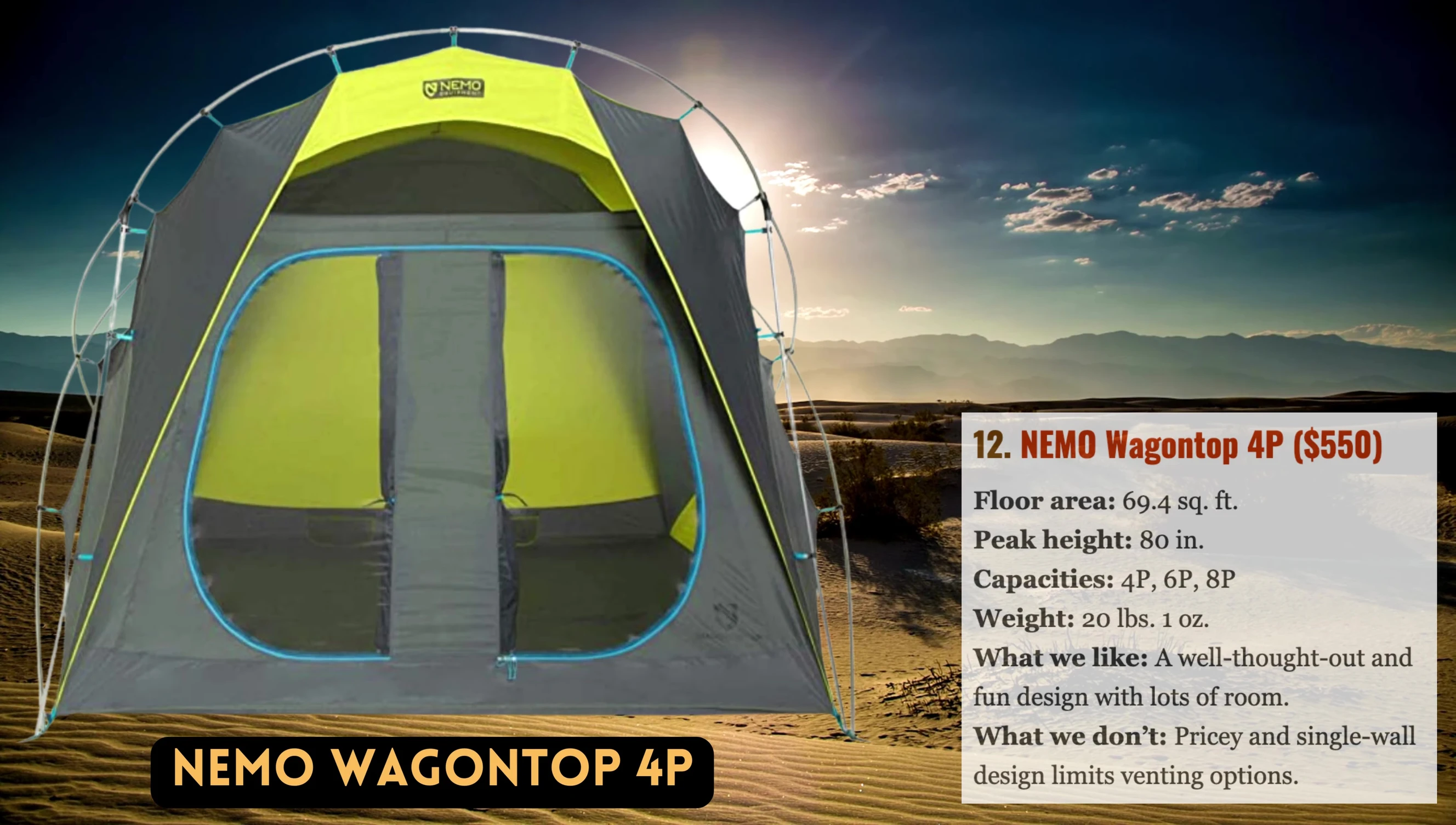 Interior view of the Nemo Wagontop 4P showing the unique design features