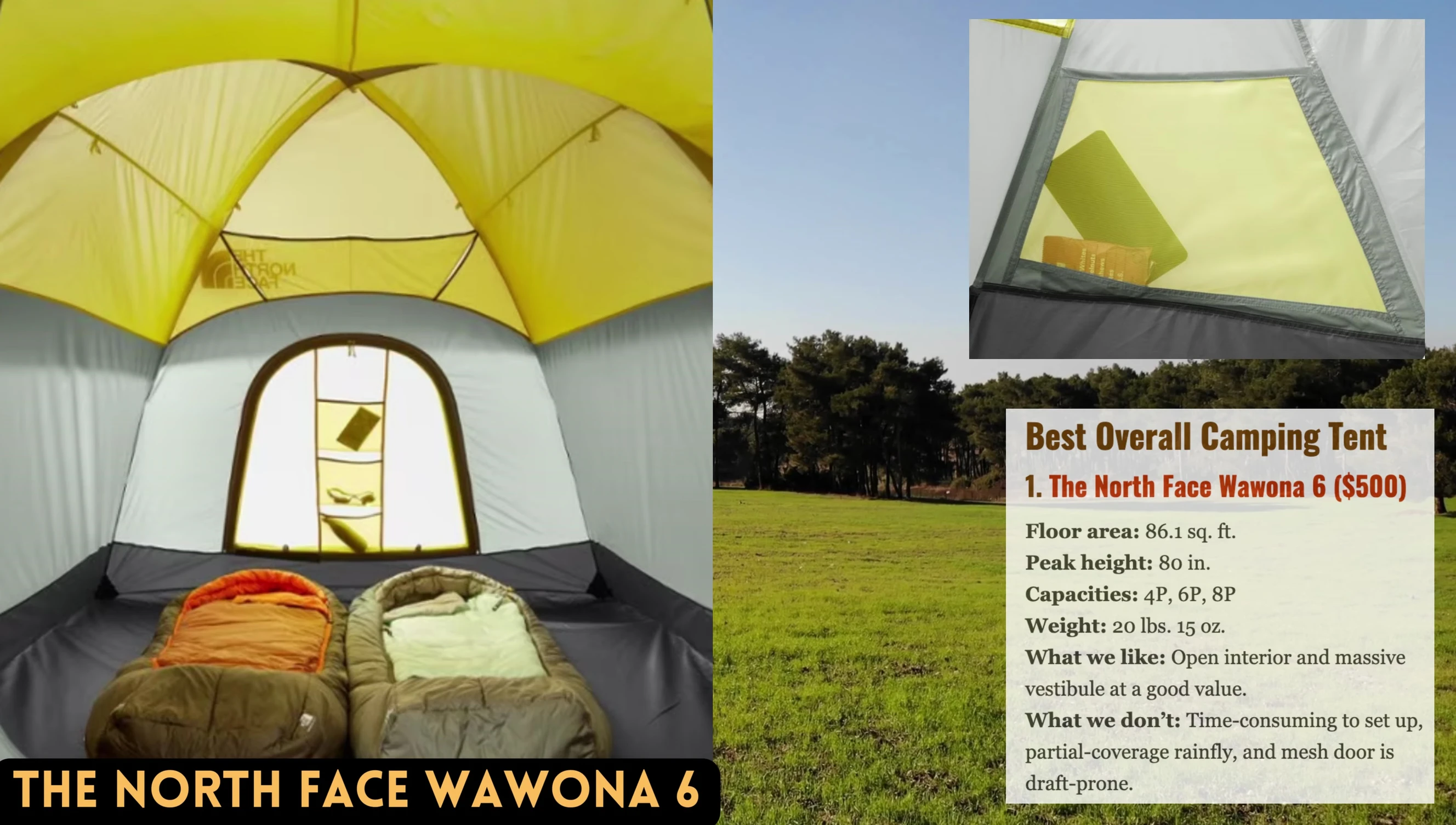 Interior view of the North Face Wall Tent showing the spacious vestibule