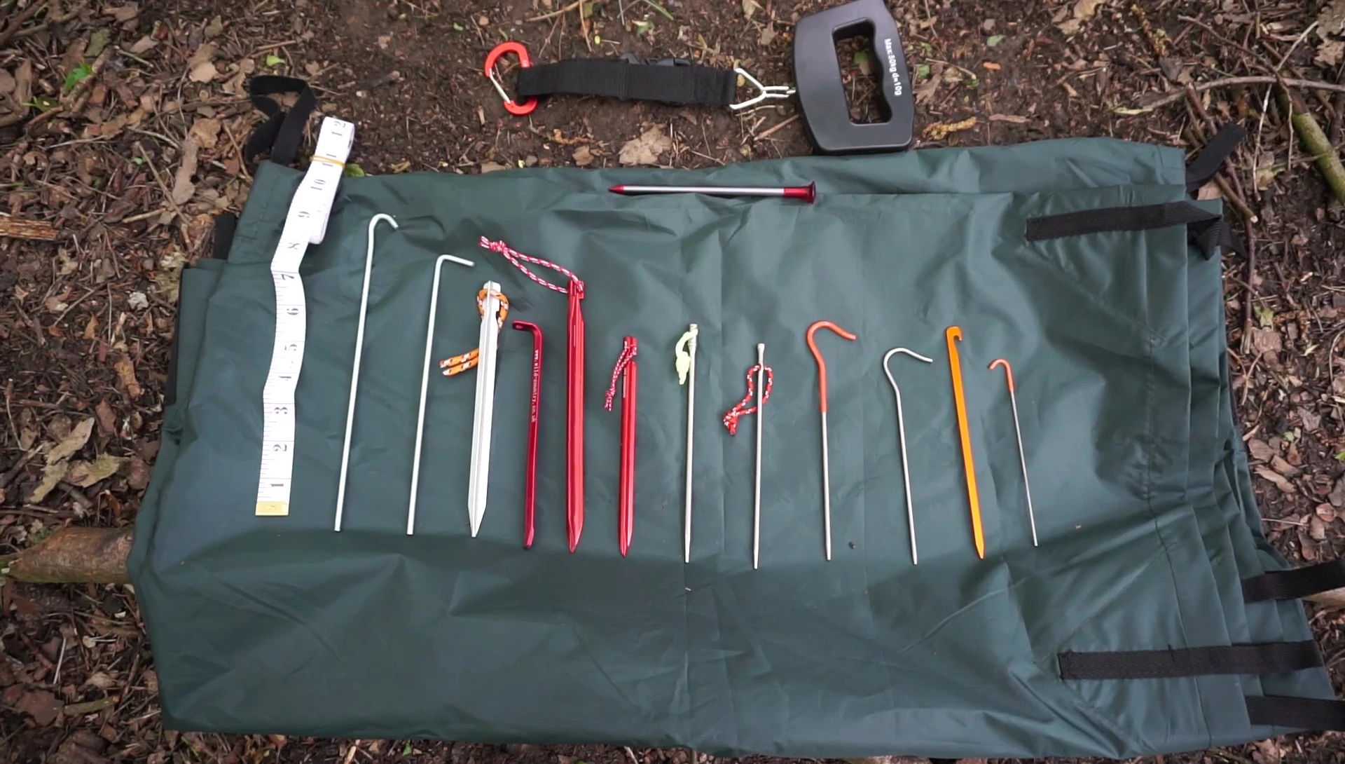 Close-up of the aluminum Y tent peg