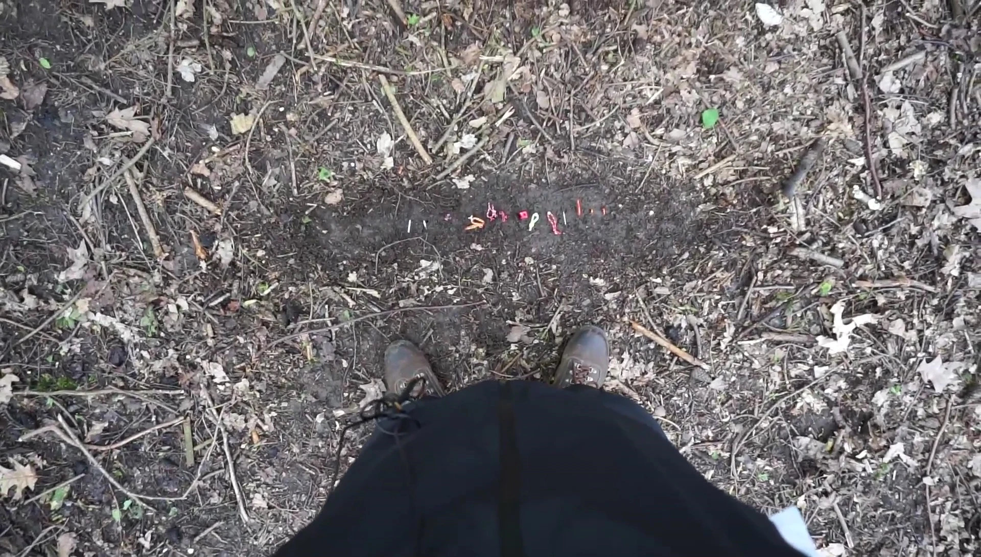 Pegs in the ground viewed from a height