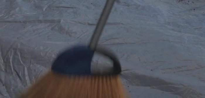 Brush off the bottom of the tent and set it on a clean tarp.