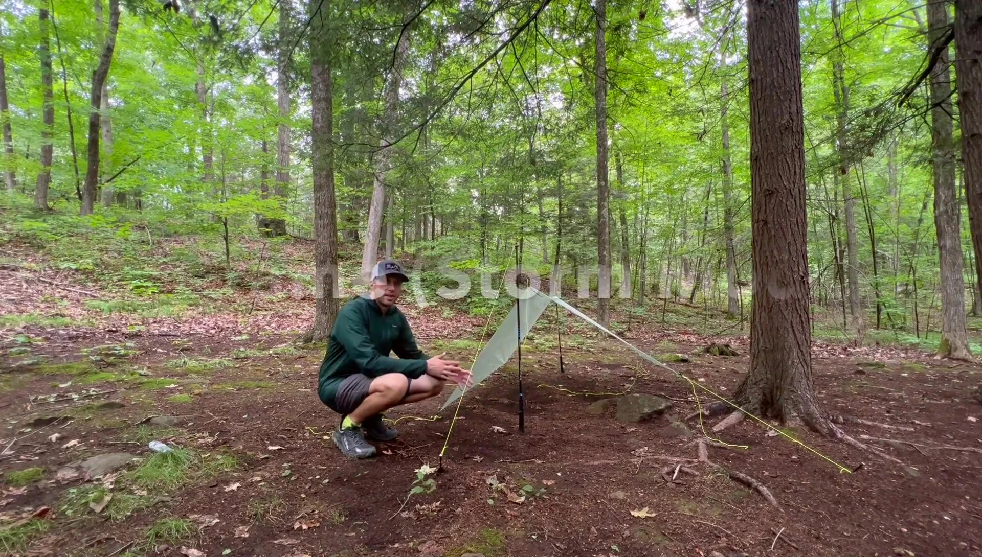 Tarp setup offering good wind protection.
