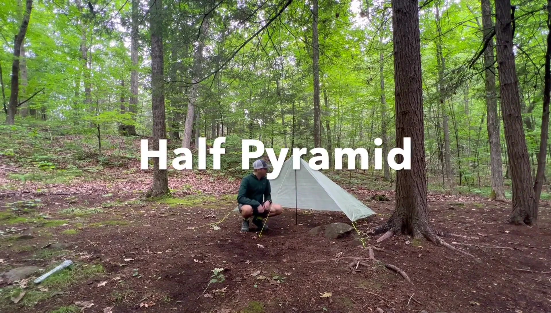 The half-pyramid tarp setup.