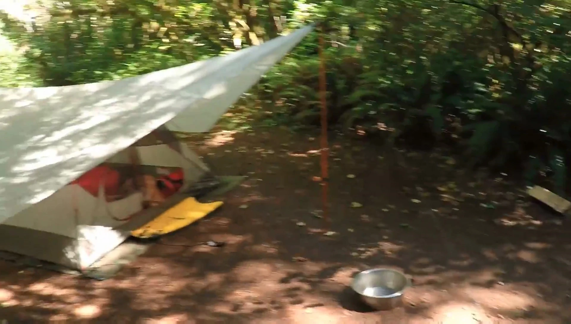 The tarp set up over the REI Half Dome 4 tent.