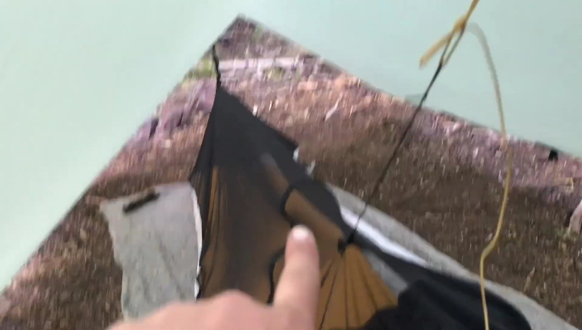 Showing the side zipper of the bug bivy.