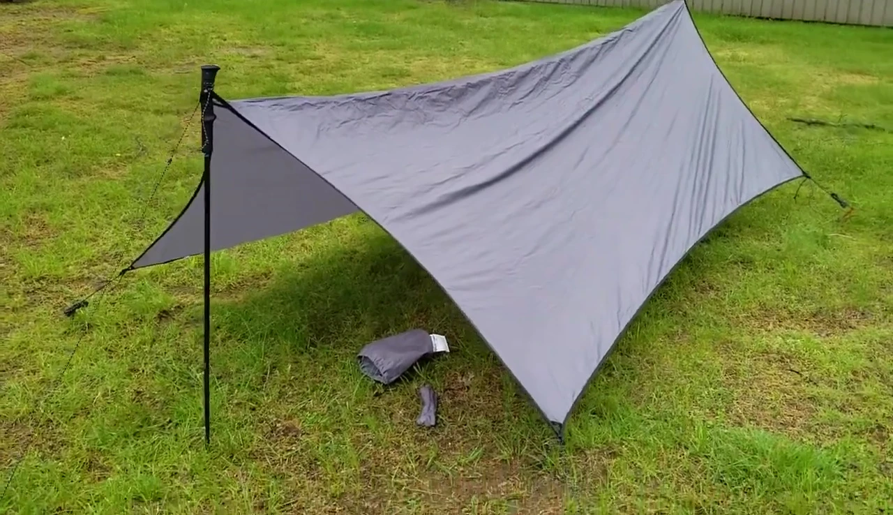Overview of the tarp showing the overall size and shape