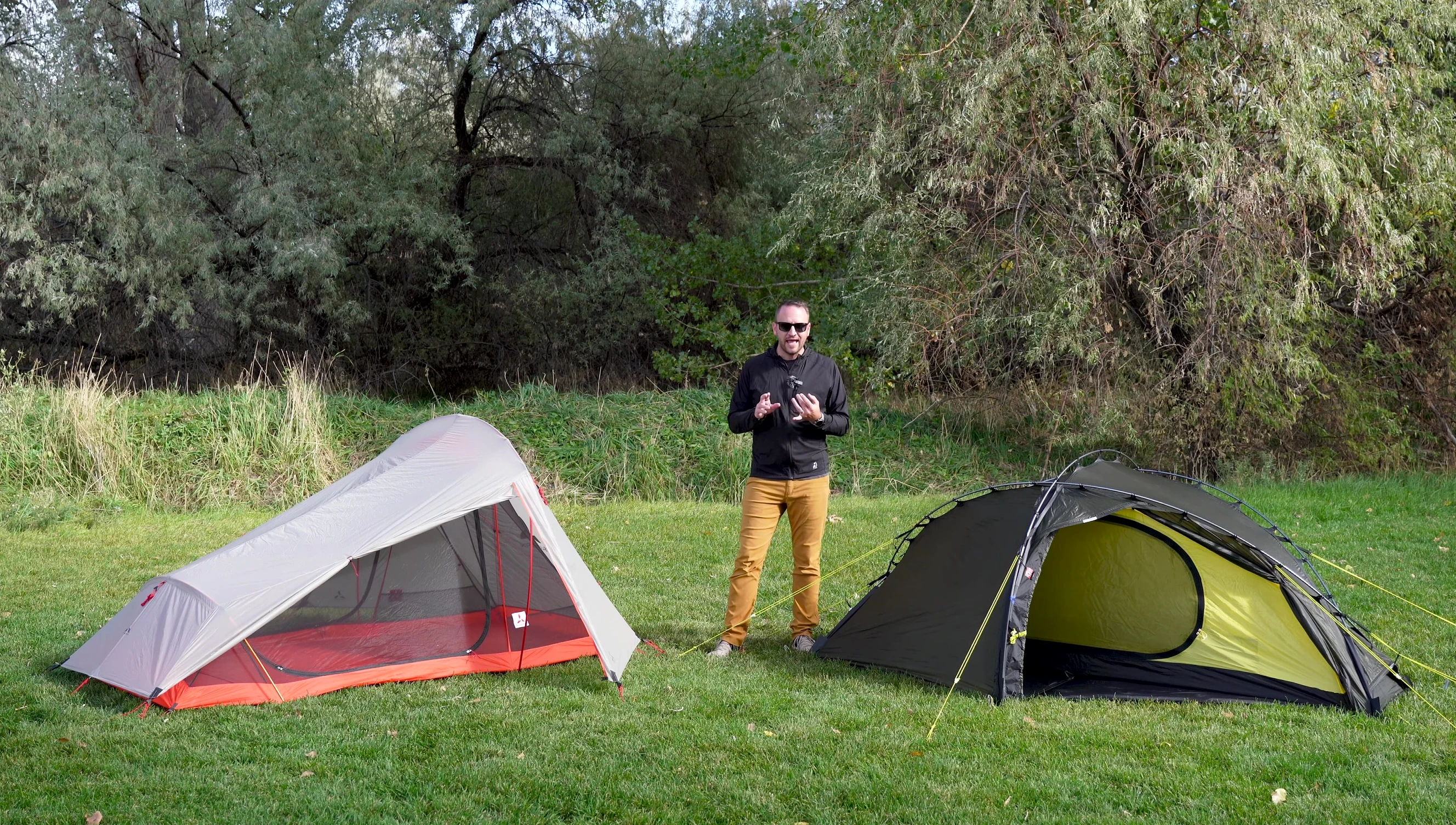 Footage showing winter camping conditions.