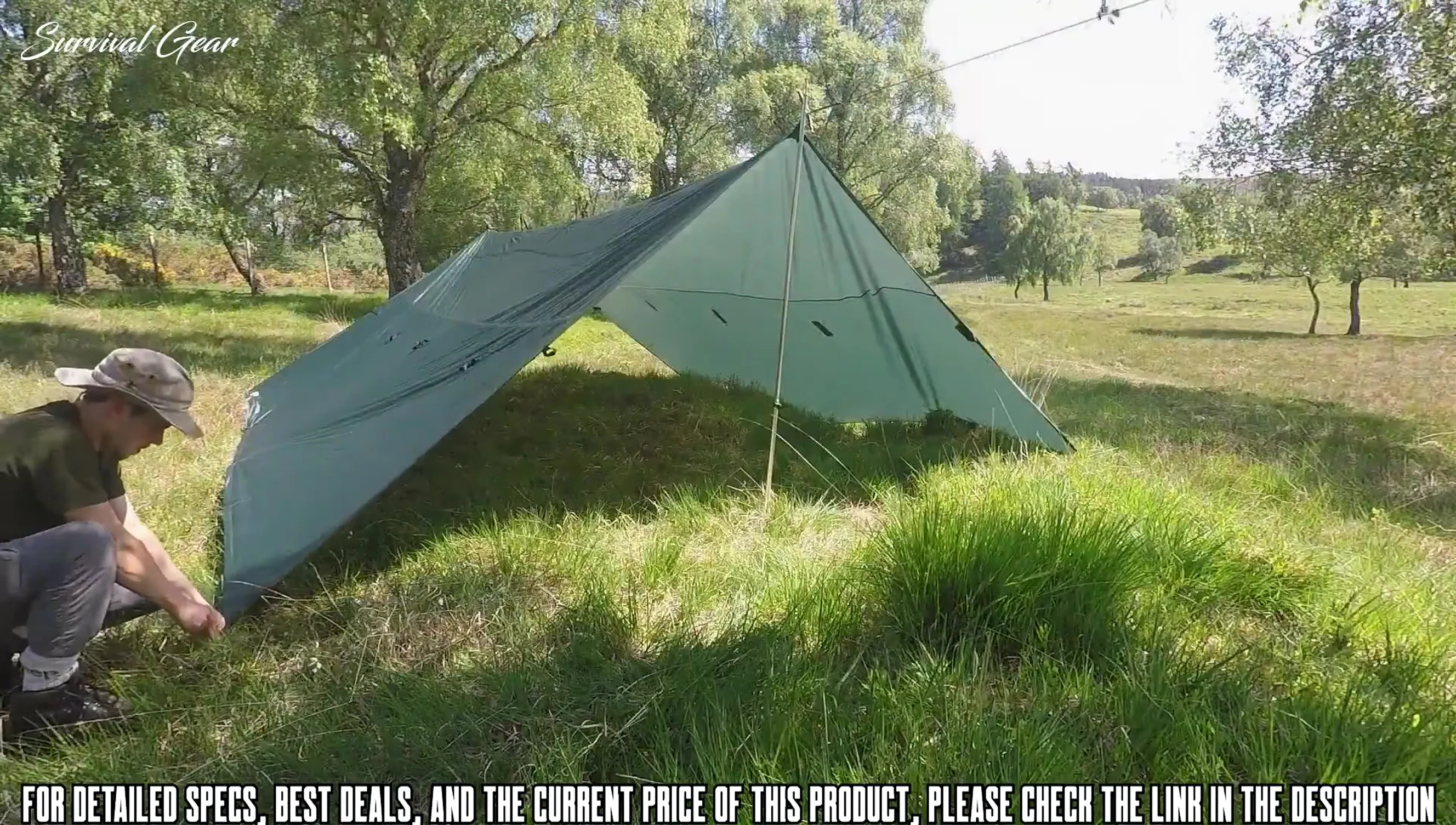 The DD Tarp 5x5 set up in a popular configuration.