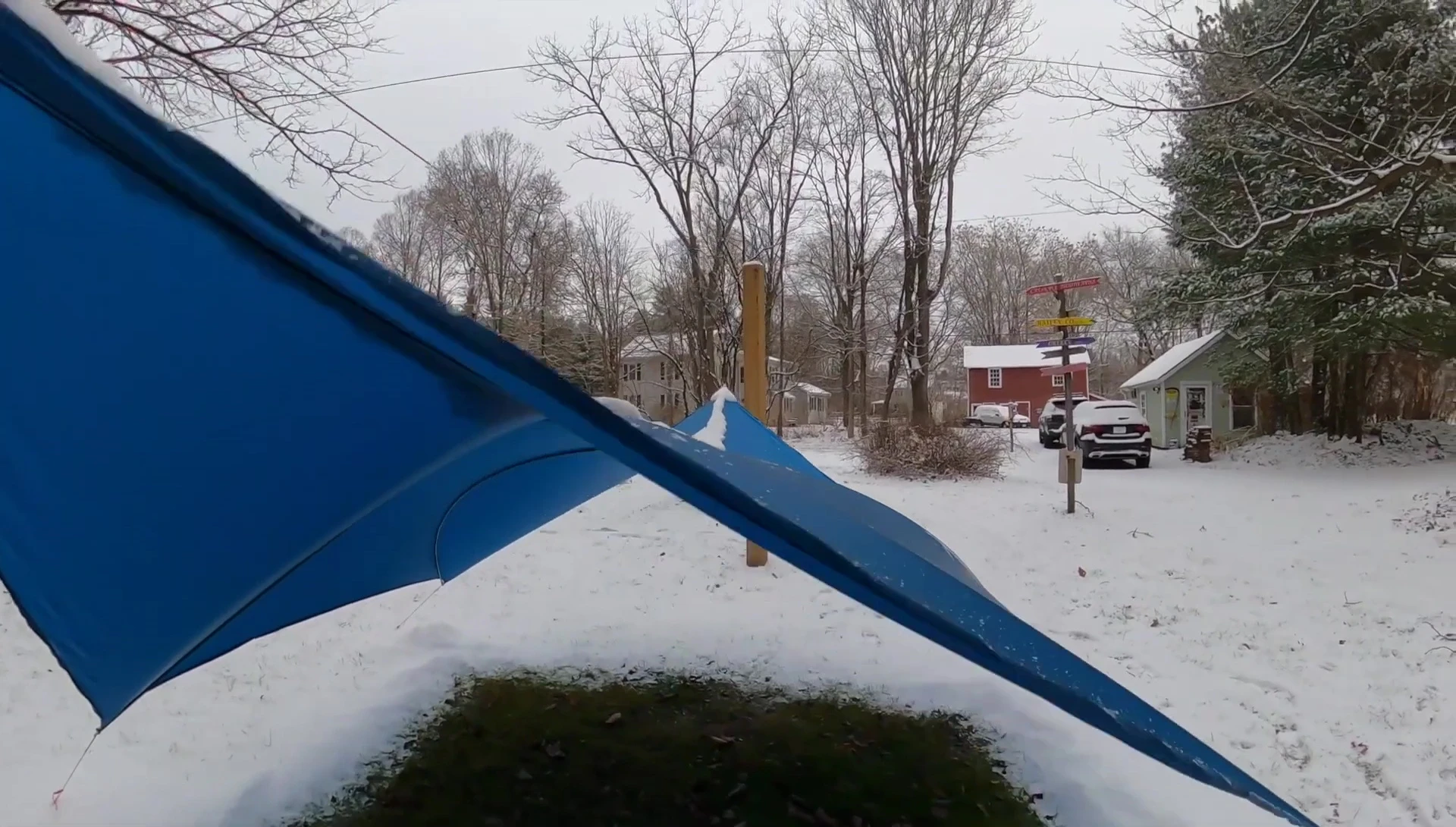 The tarp's dry interior