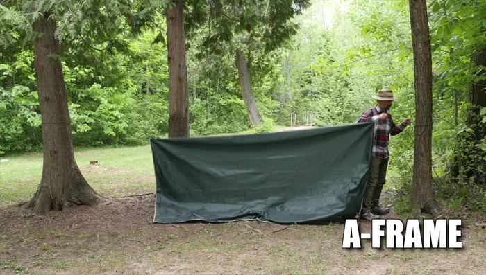 Drape the tarp over the ridge line at the halfway point.