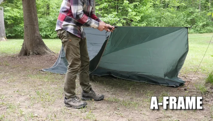 Secure the tarp to the cordage and adjust tension.
