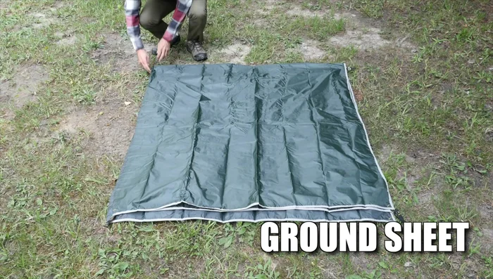 Lay the tarp on the ground.
