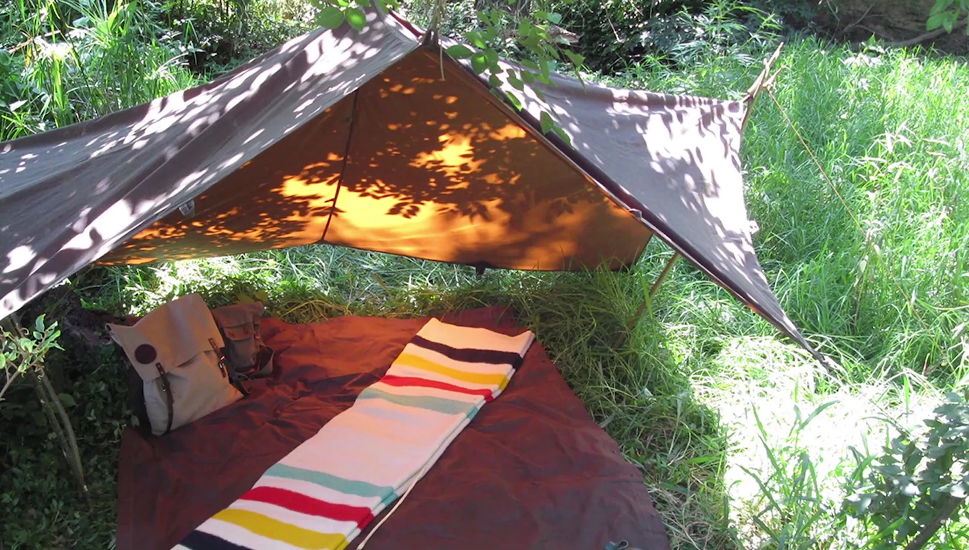 All the gear of a tarp setup