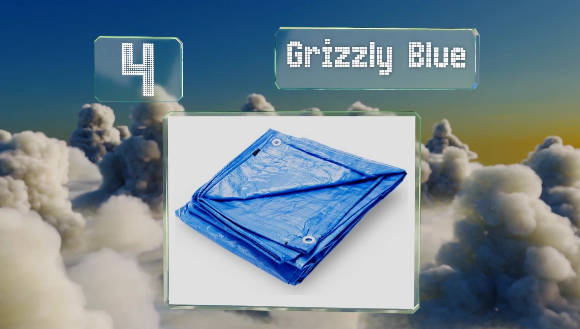The Grizzly Blue tarp showcased, highlighting its blue color.