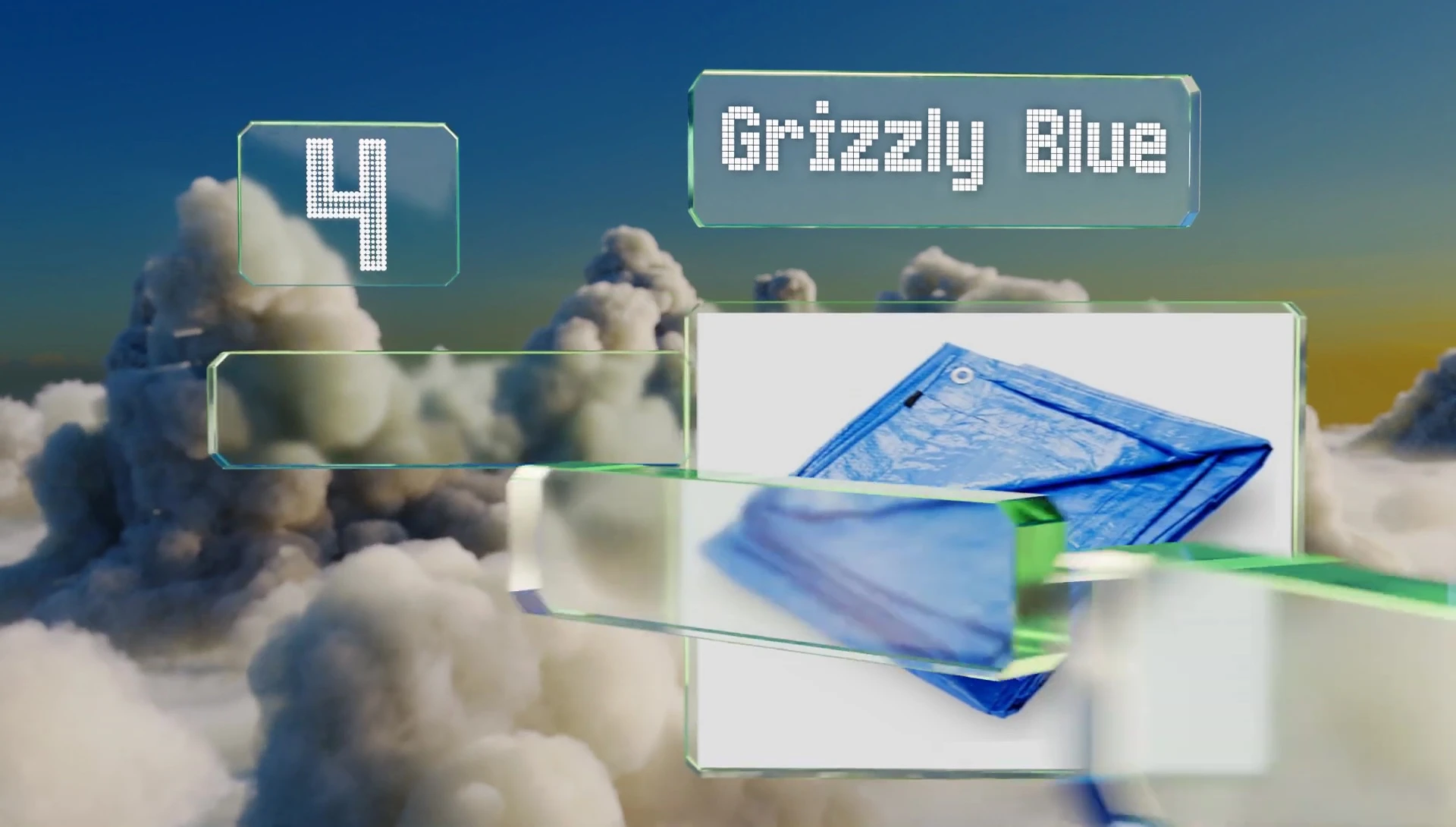 Different sizes and applications of the Grizzly Blue tarp.