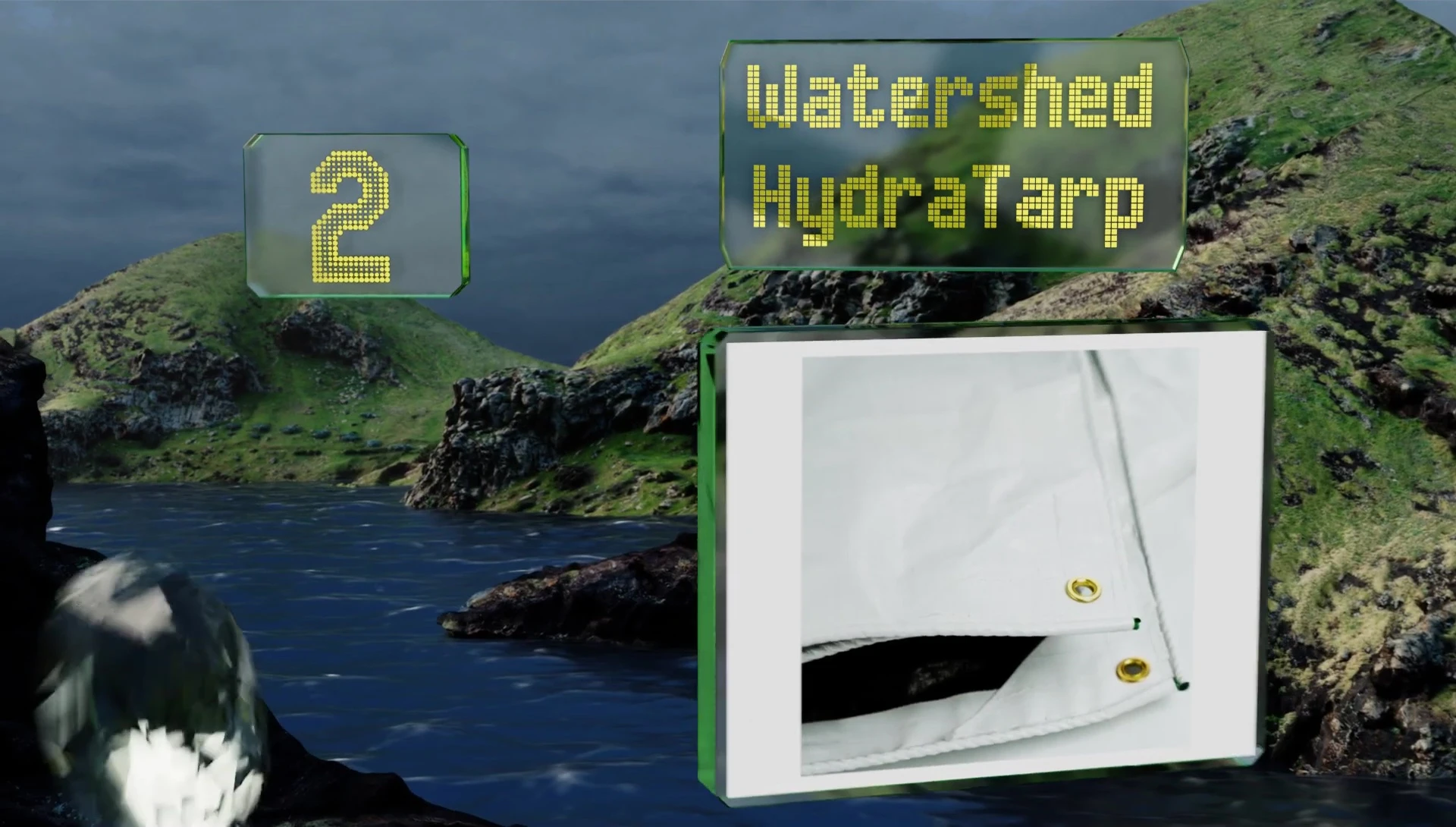 Close-up of the Watershed Hydra tarp material and grommets.
