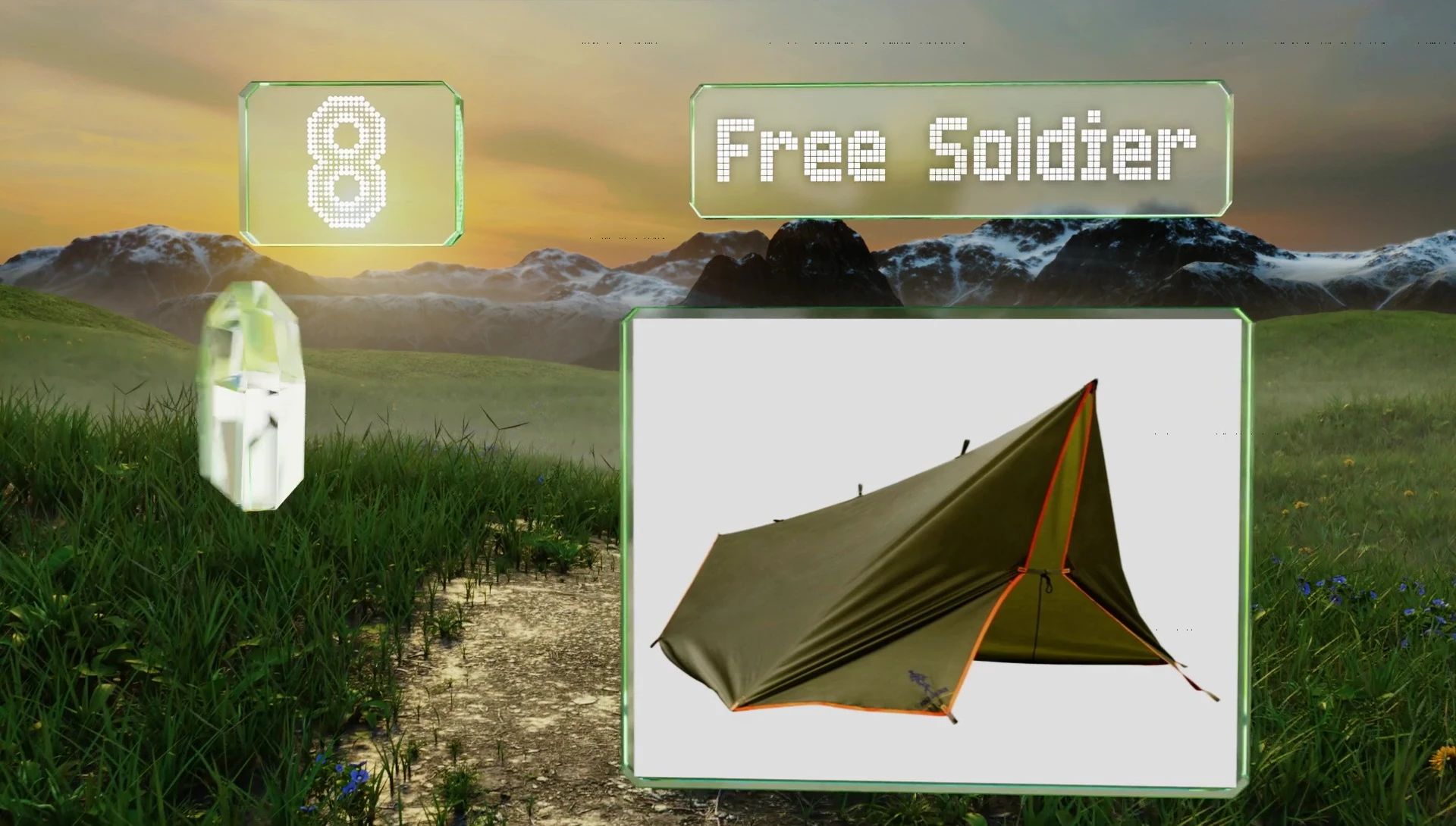 The Free Soldier tarp shown in a campsite setting.