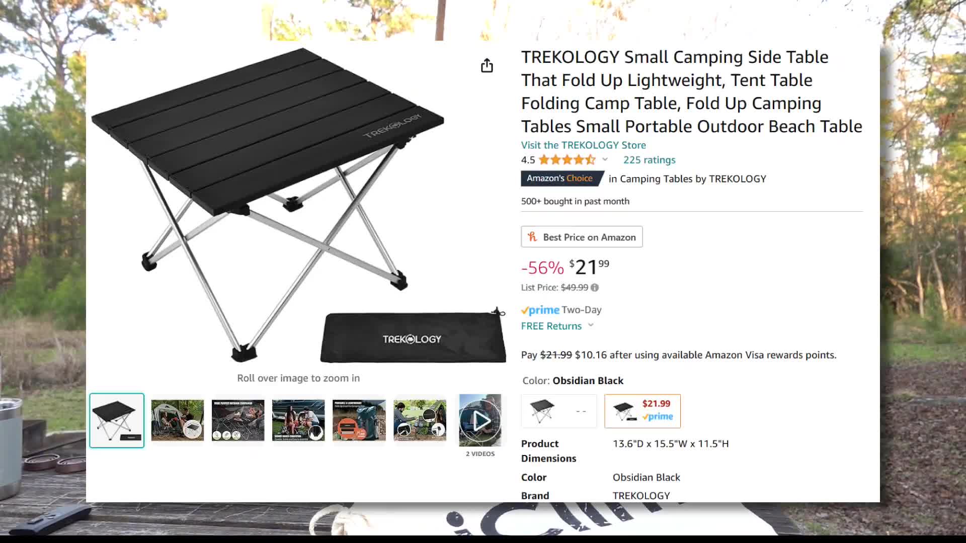 Close-up of the Trekology Trilogy Collapsible Table