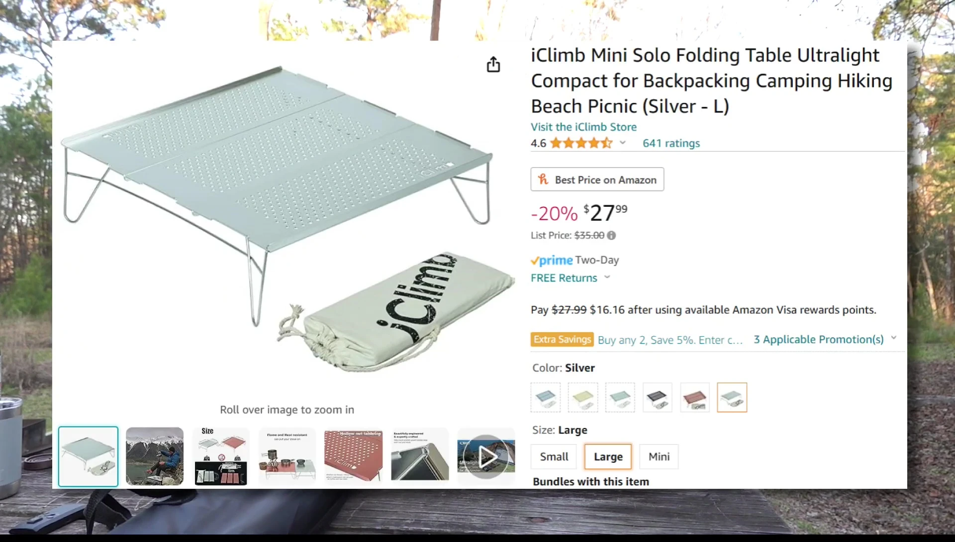 The iClimb Low Profile Table shown in its entirety