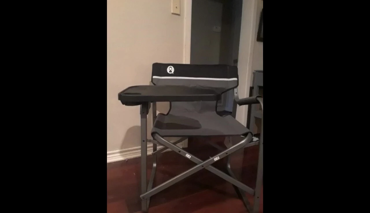 The received gray chair with black trim