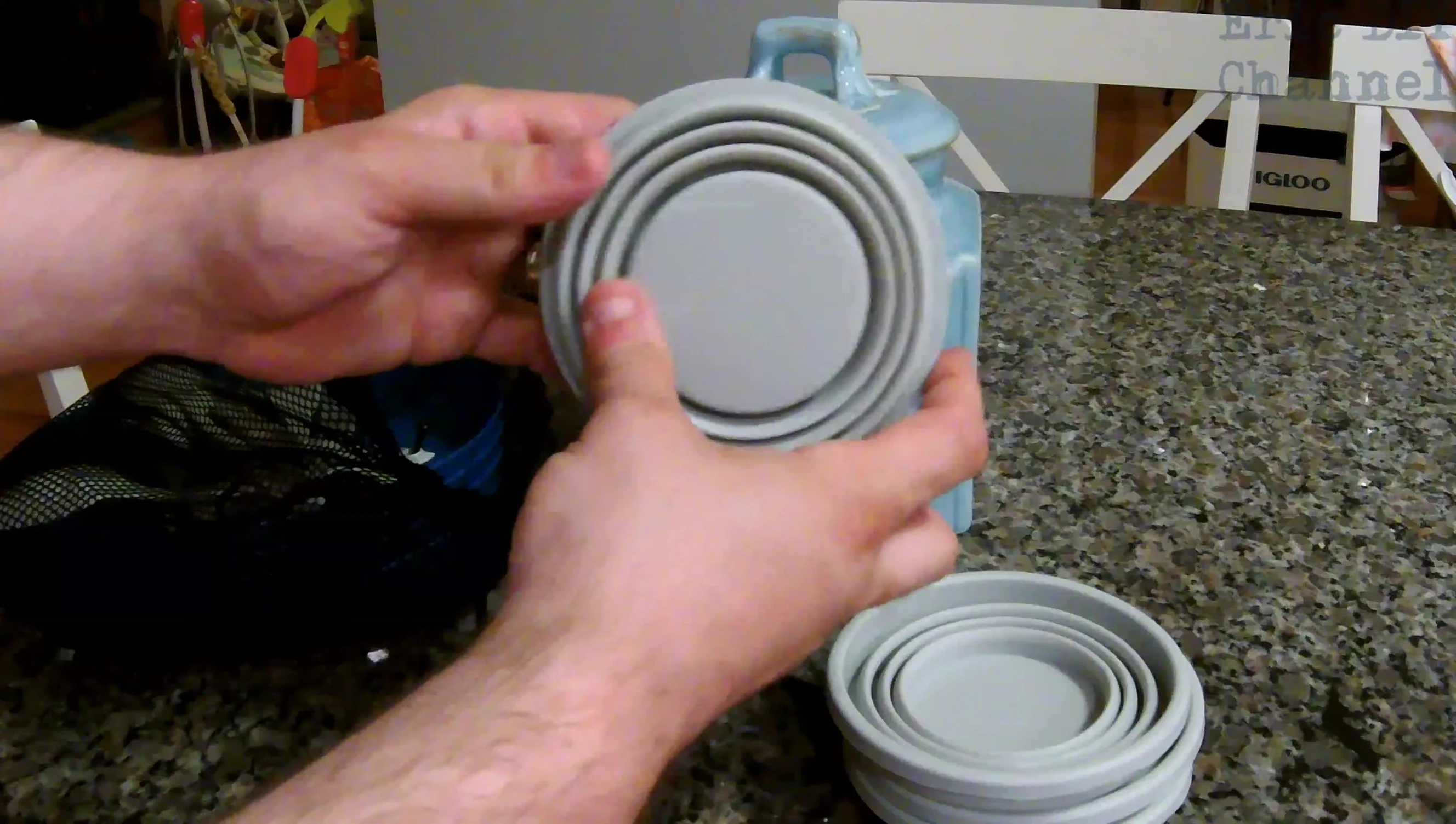 Close-up of the silicone cups showing their size and measurement markings.