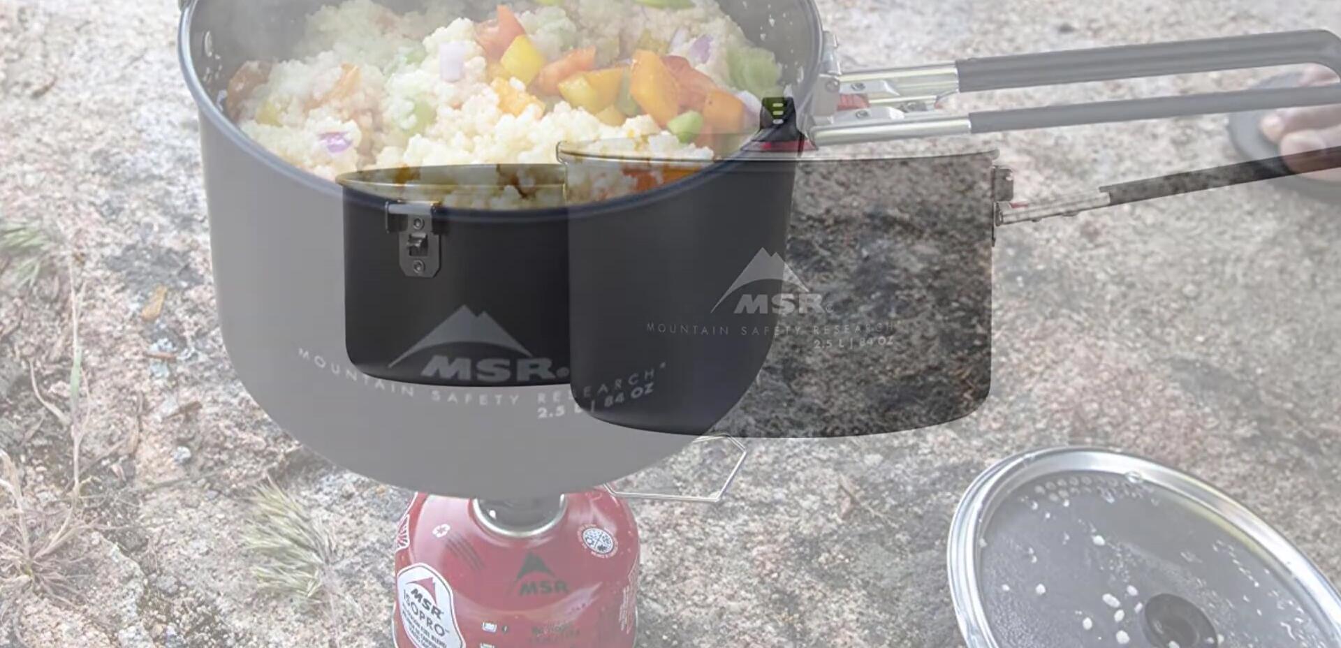 Close-up showing the non-stick surface of the MSR pot.